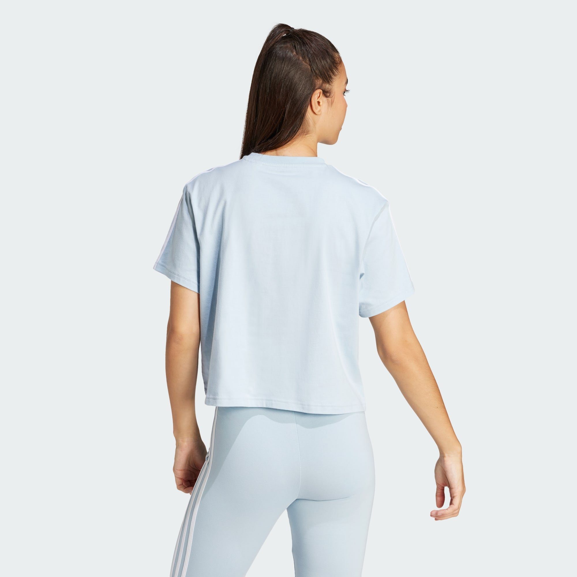 T-Shirt CROP-TOP Sportswear SINGLE ESSENTIALS JERSEY Wonder 3-STREIFEN adidas Blue