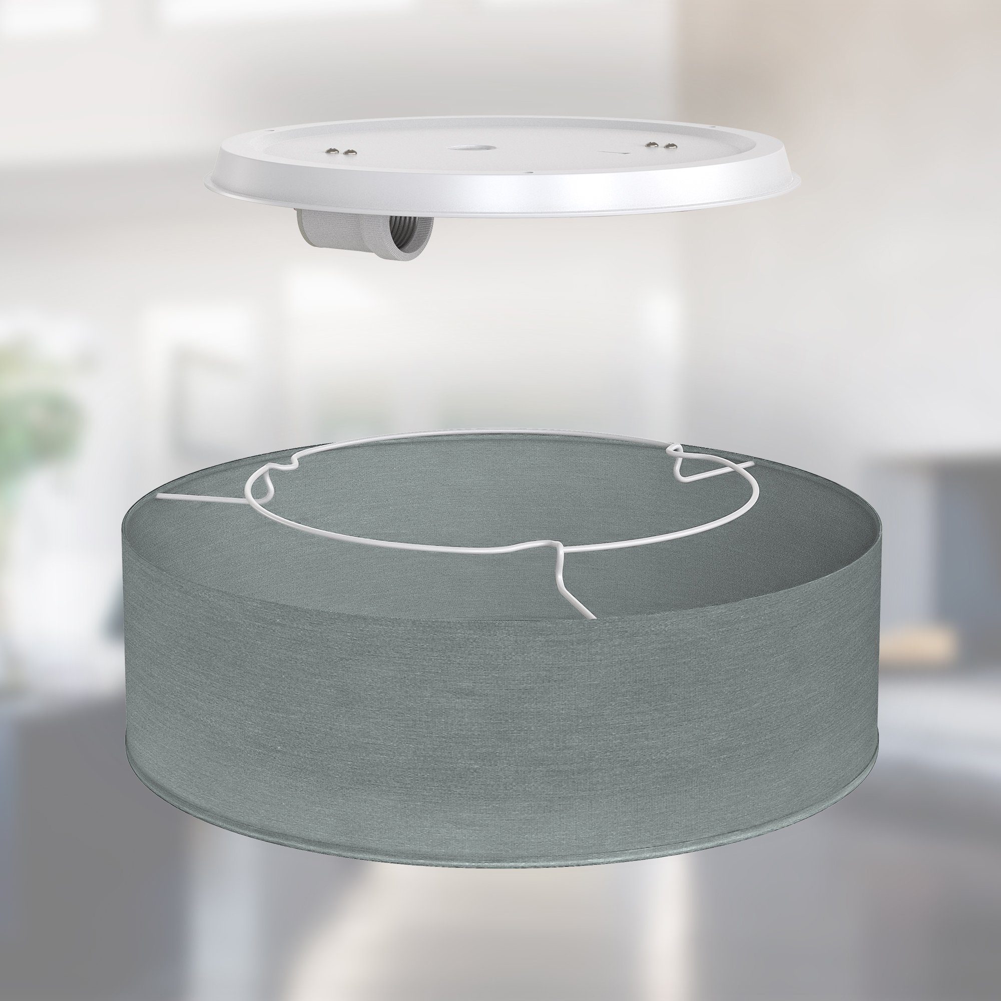 B.K.Licht LED Deckenleuchte, ohne Leuchtmittel, Deckenlampe, Textil Lampenschirm, E27, Schlafzimmer, Wohnzimmer