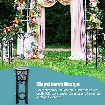 KOMFOTTEU Blumenständer stapelbarer Blumenhocker (3er Set), mit Metallgestell & Mosaikplatte