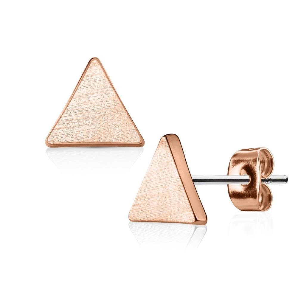 BUNGSA Ohrring-Set Ohrstecker Dreieck gebürstet Rosegold aus Edelstahl  Damen (1 Paar (2 Stück), 2-tlg), Ohrschmuck Ohrringe
