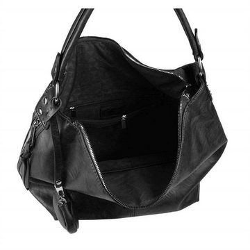 ITALYSHOP24 Schultertasche XXL DAMEN TASCHE SHOPPER Hobo Cross Bag Reisetasche Umhängetasche, LEDER OPTIK, große Tasche für Sport Schule Reise Freizeit Urlaub