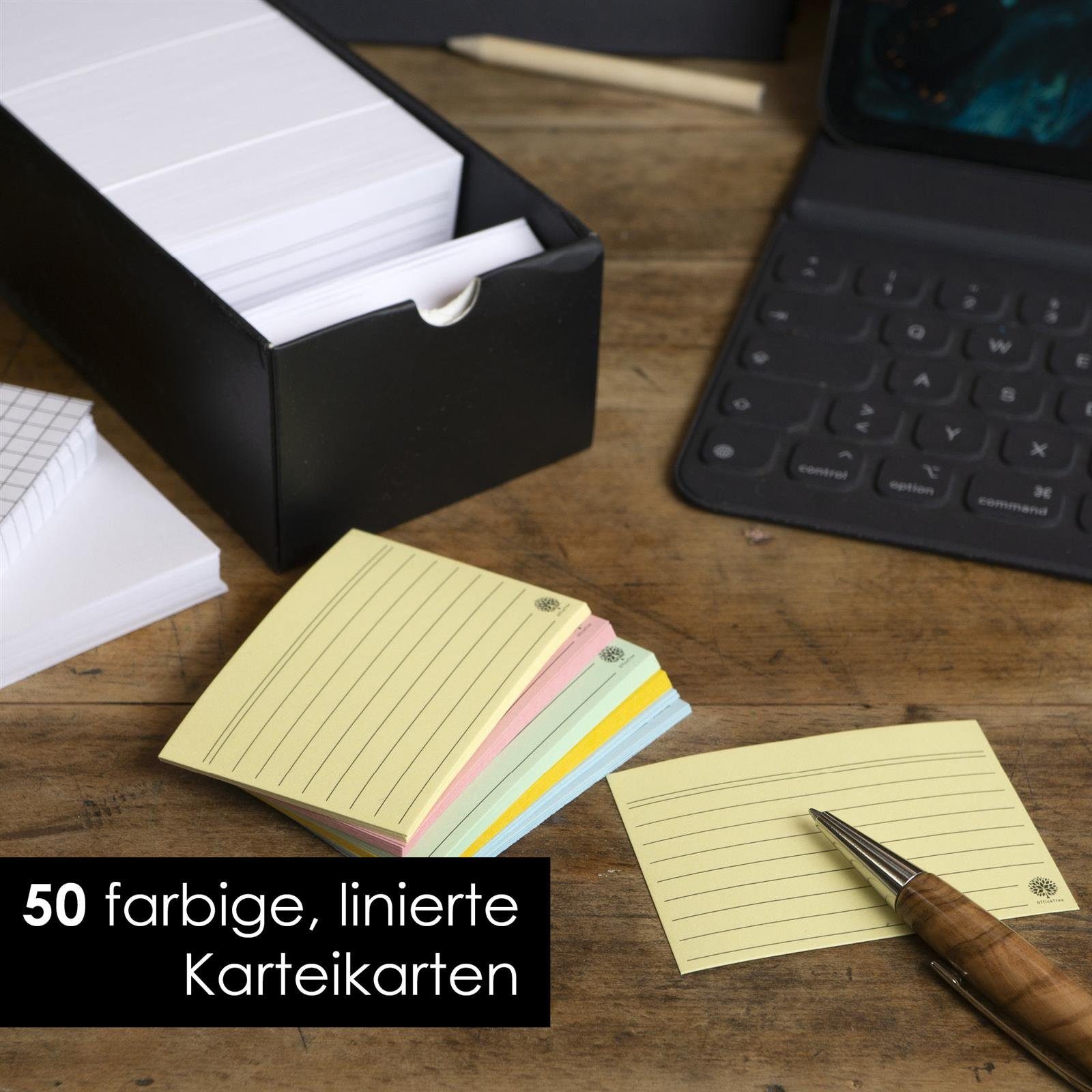 OfficeTree Karteikarten OfficeTree Karteikarten A8, A8 Liniert, Kariert, Blanco und Bunt