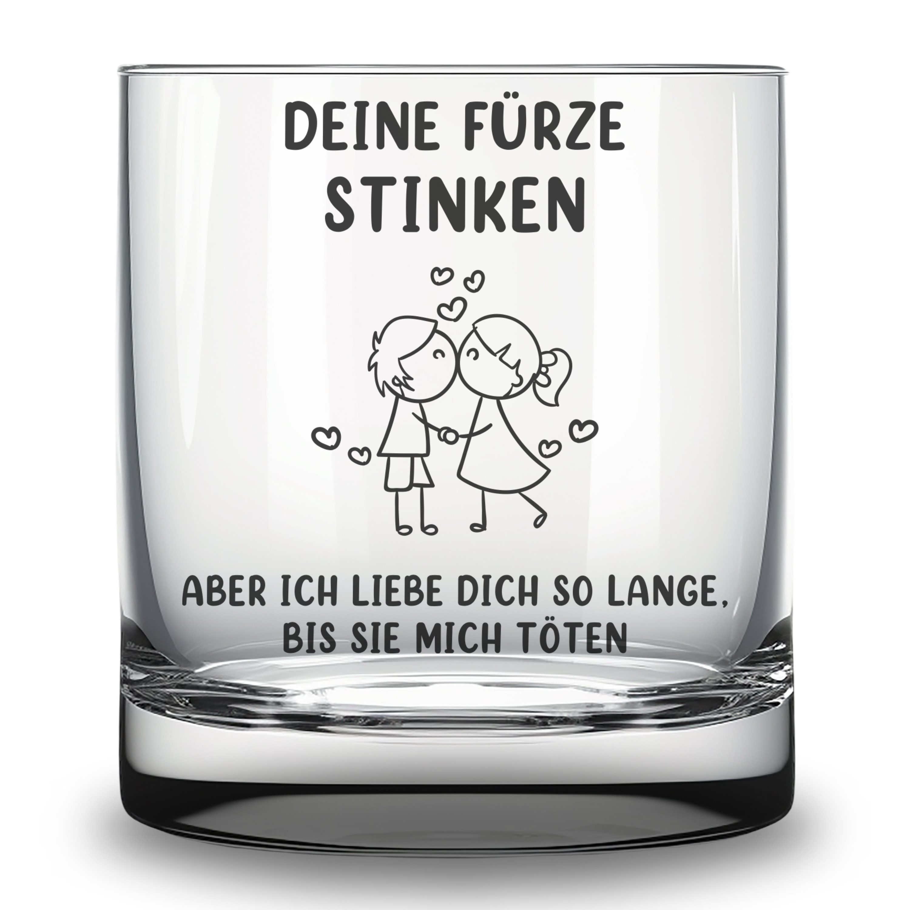 Lasernauten Whiskyglas Trinkglas mit Gravur "Deine Fürze stinken .." Geschenk Freundin Freund, mit Gravur