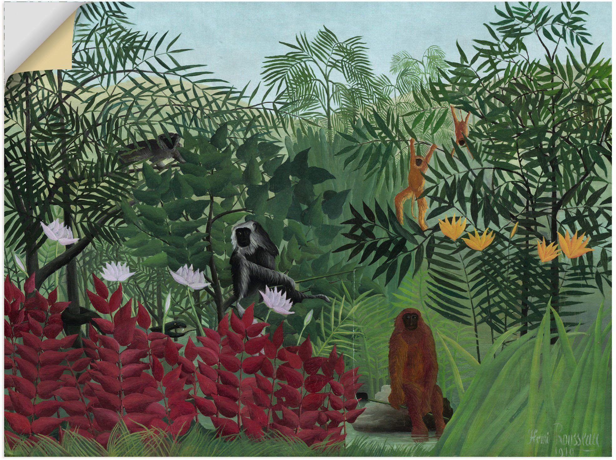 Artland Wandbild Tropenwald mit Affen. 1910, Affenbilder (1 St), als Alubild, Leinwandbild, Wandaufkleber oder Poster in versch. Größen | Poster