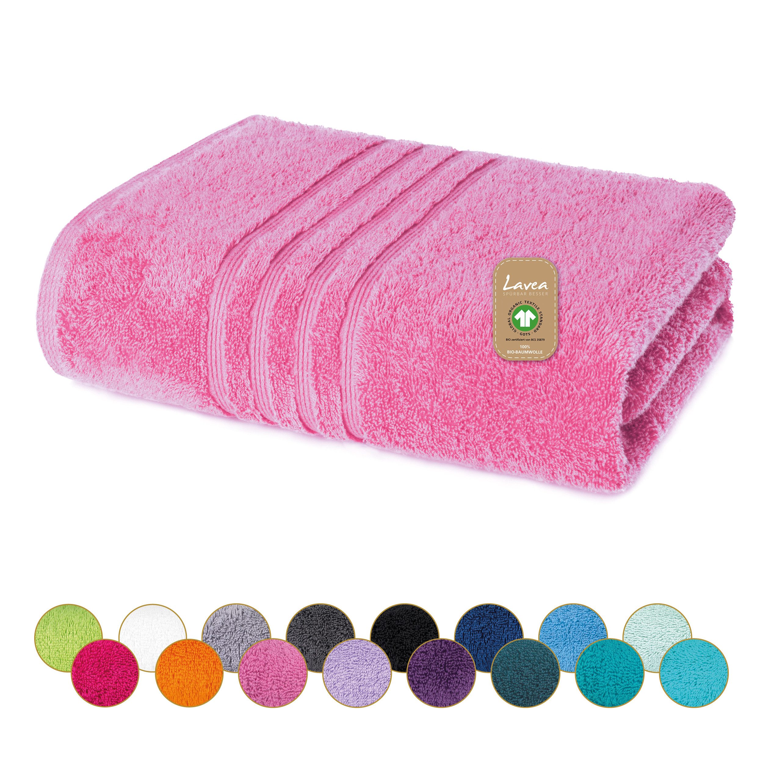 Lavea Badetuch Bali Duschtuch 100x150 cm Duschtuch 70x140 cm, Weiches Bio-Baumwollfrottee (1-St), Handtuch, GOTS-zertifiziert, extra saugstark mit 500g/m²