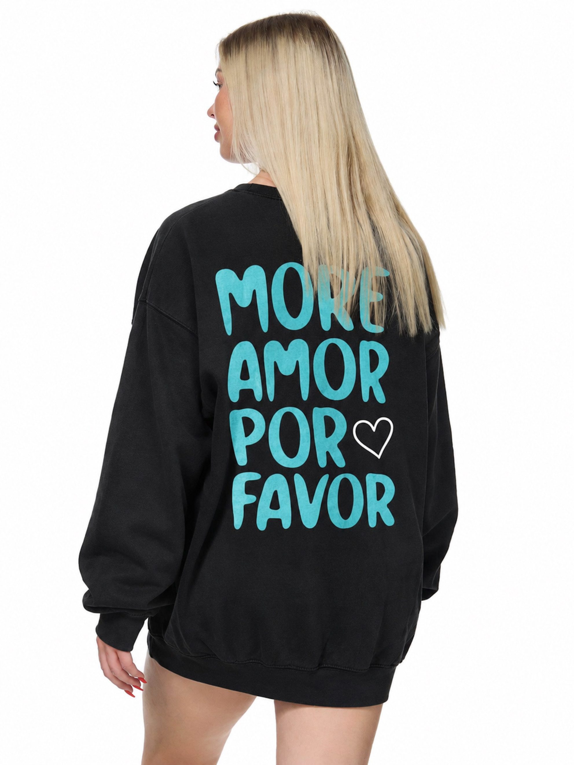 Worldclassca Sweatshirt Worldclassca Oversized Sweatshirt Amor Love Print Langarm Pullover Neue Kollektion - Stilvolle und gemütliche Streetwear Mode für Damen