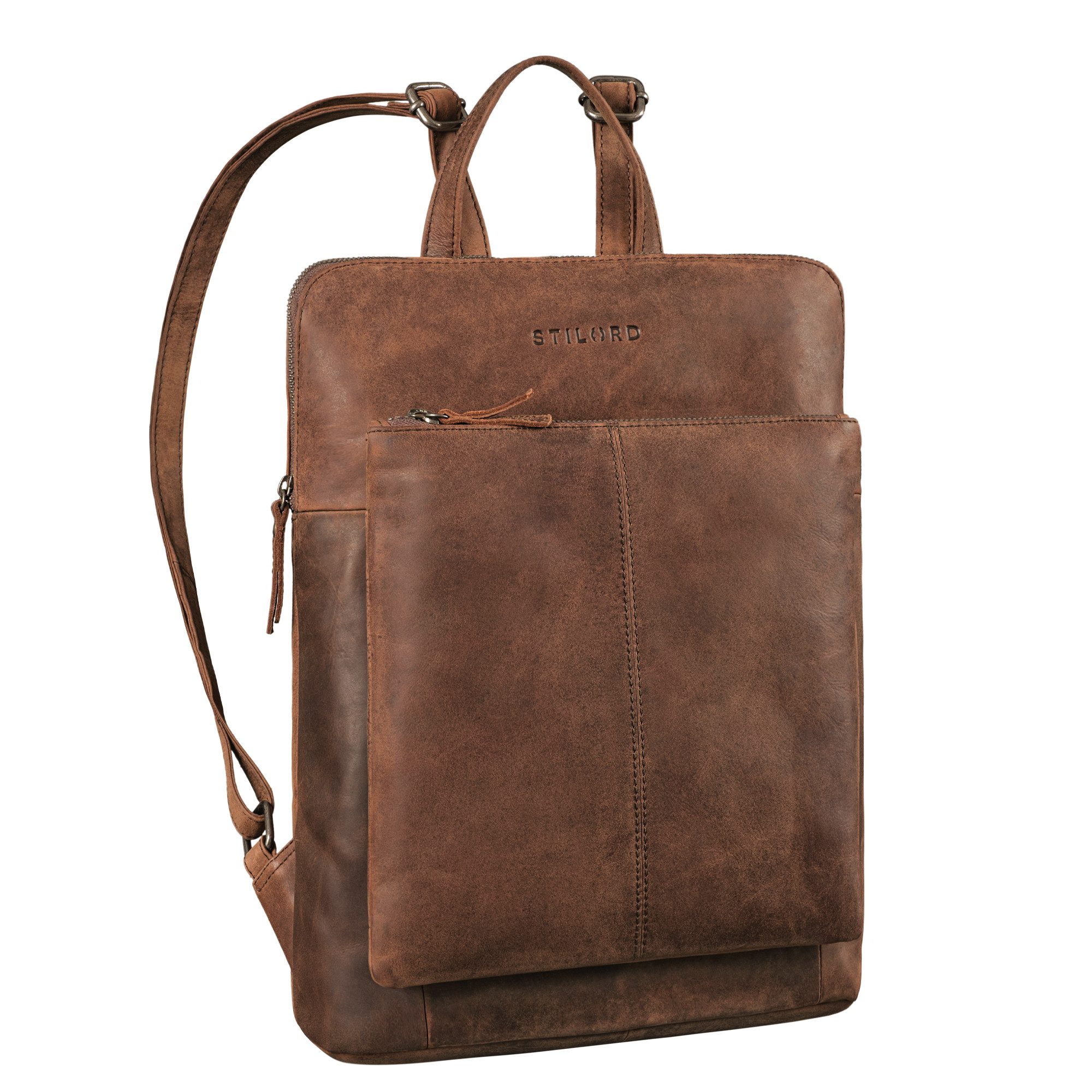 STILORD Cityrucksack "Jenny" Moderner Lederrucksack Damen Echtleder mittelgroß schlank