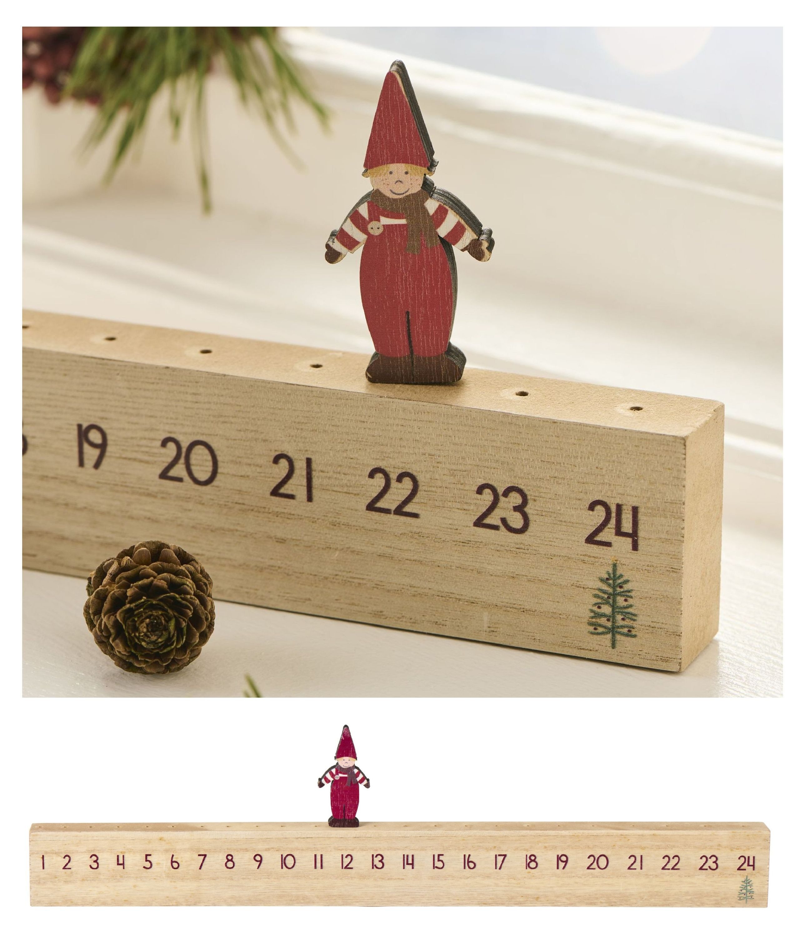 Ib Laursen Christbaumschmuck Ib Laursen - Adventskalender Weihnachtskalender Wichtel L50cm Holz