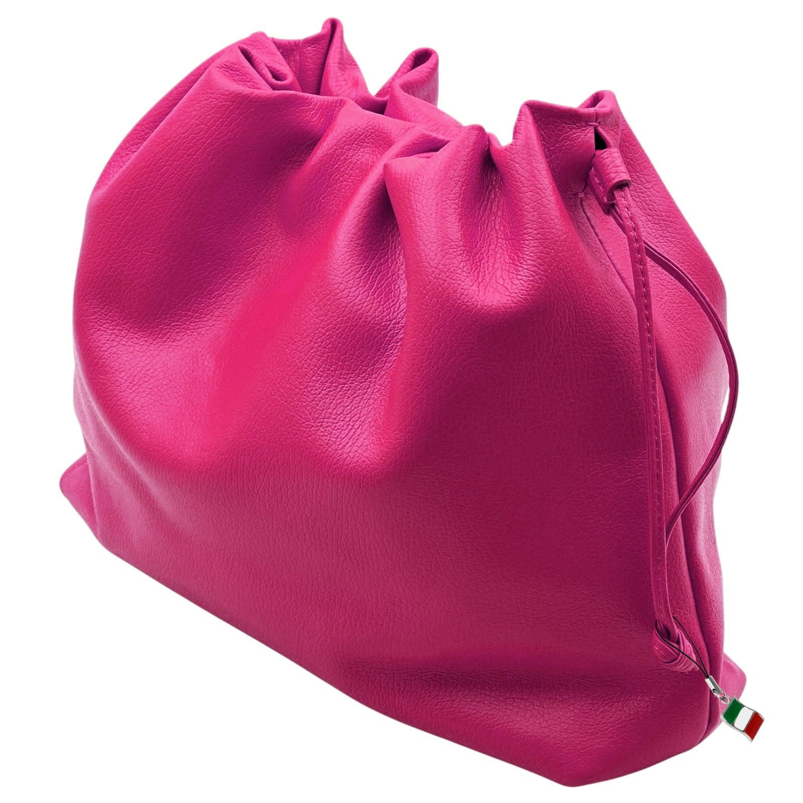 FLORENCE Beuteltasche Florence Beuteltasche Echtleder fuchsia (Beuteltasche), Damen Schultertasche, Beuteltasche Leder, fuchsia, pink ca. 42x30cm