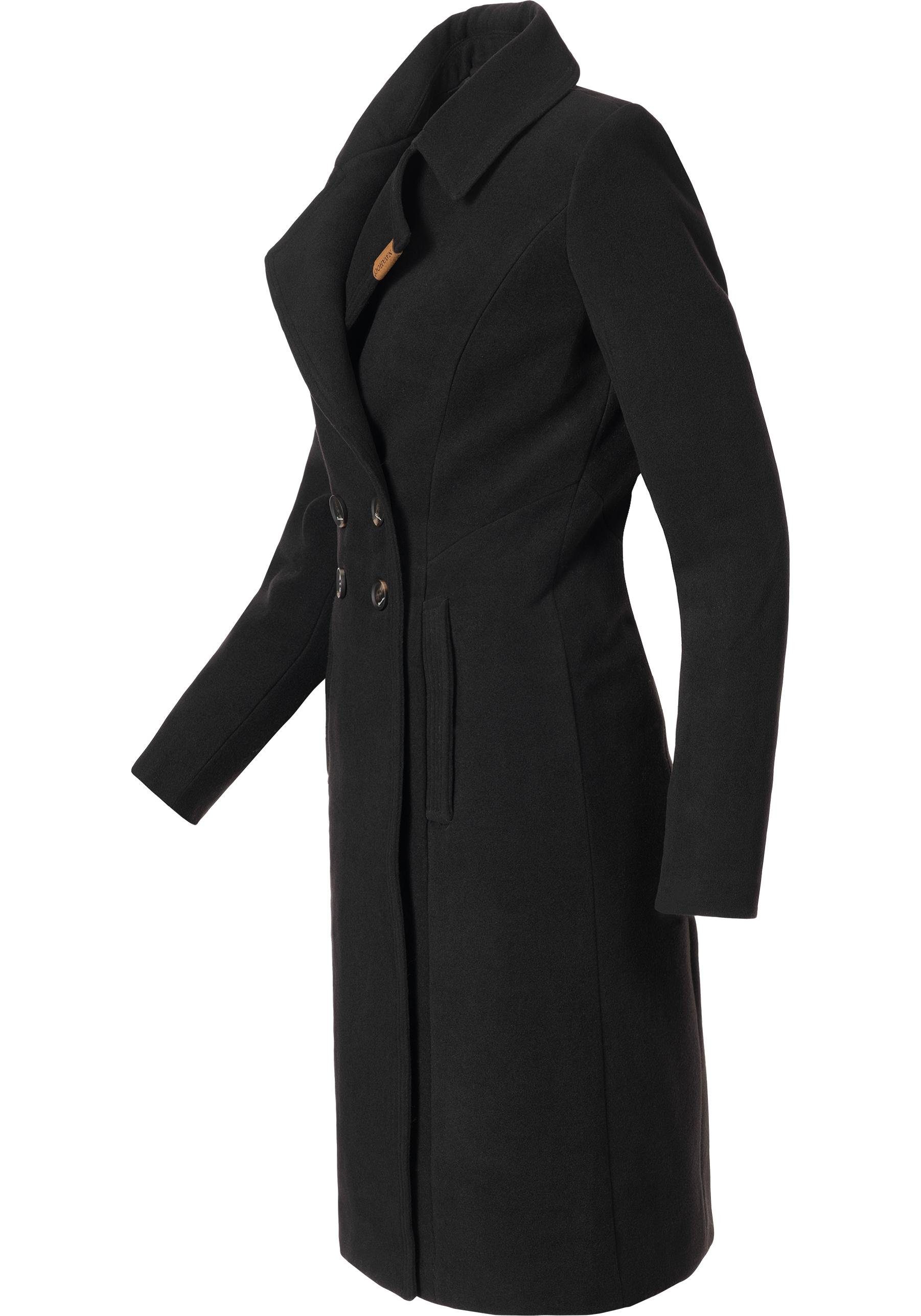 in Wooly Navahoo edler Trenchcoat Damen schwarz Wollmantel-Optik Wintermantel