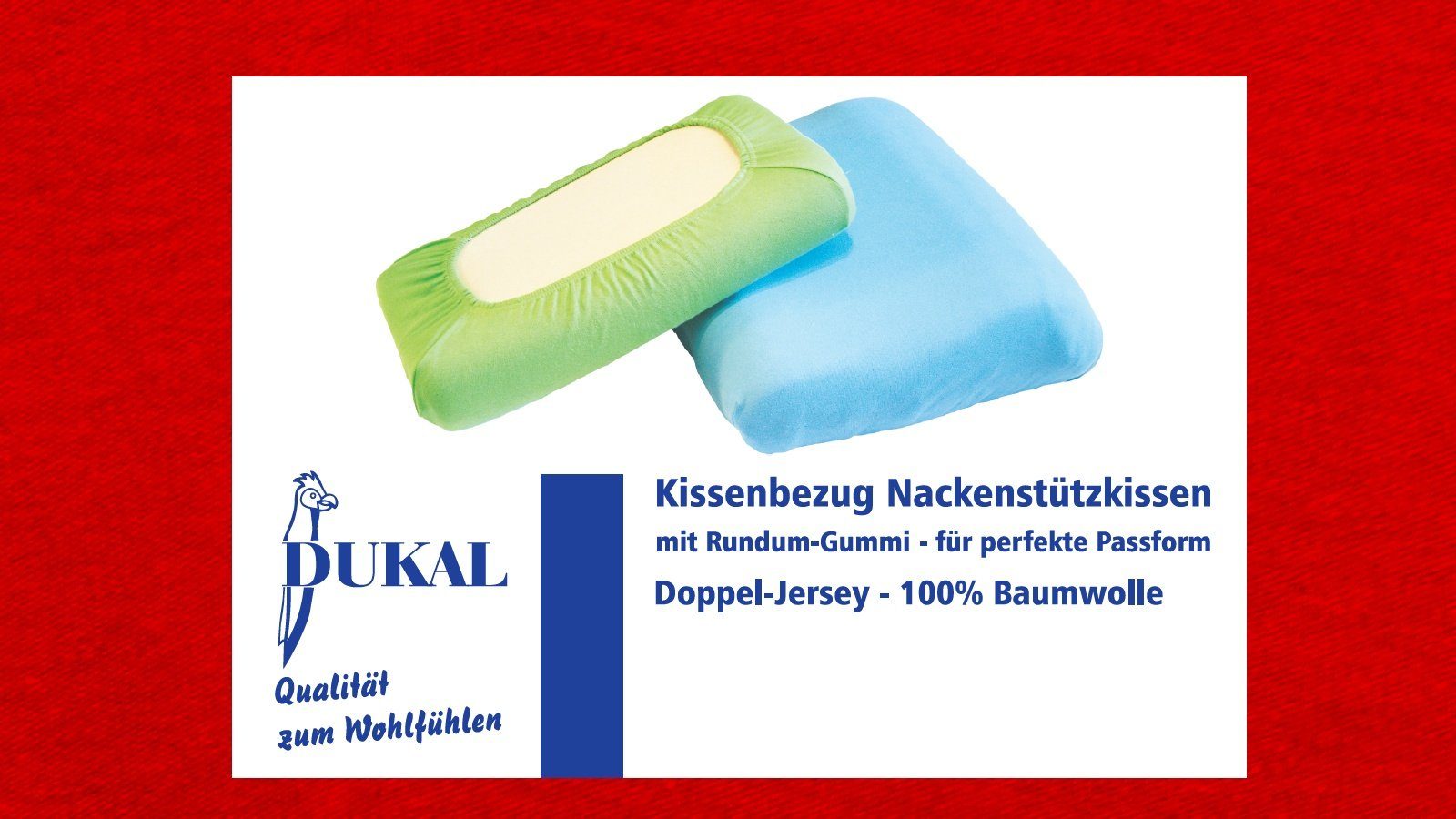 Kissenbezug Schlaraffia Support Geltex Nackenstützkissen, DUKAL (1 Stück), aus hochwertigem Doppel-Jersey, 100% Baumwolle, mit Spannumrandung, Made in Germany Rot