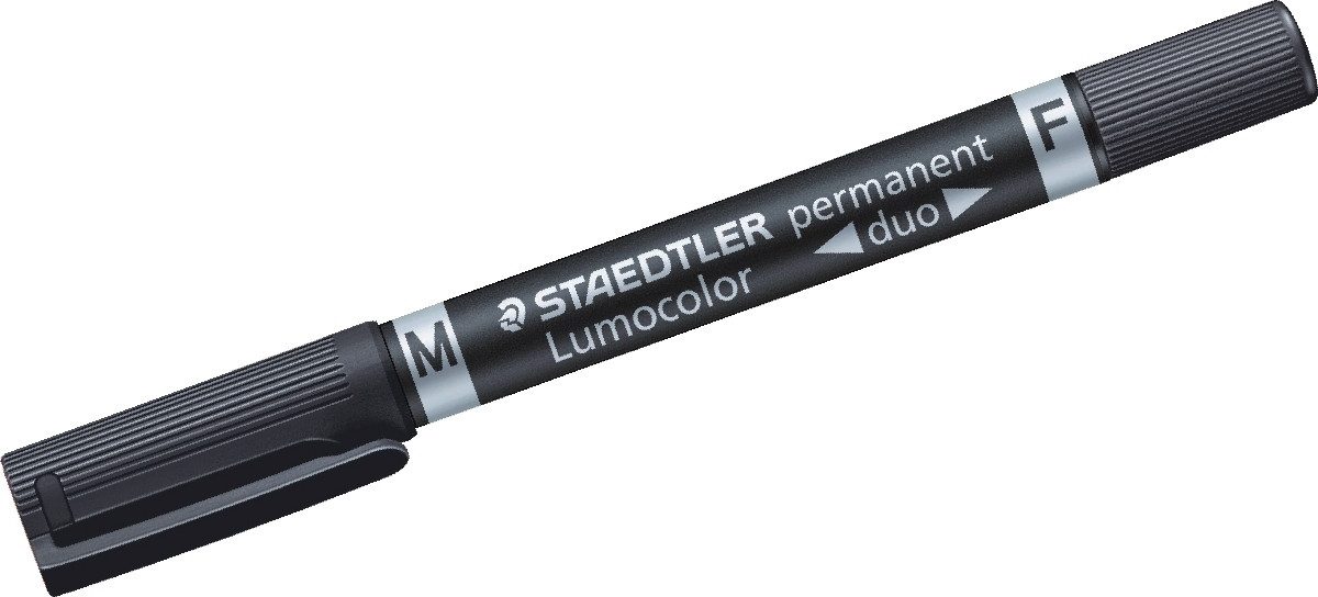 STAEDTLER Permanentmarker Permanentmarker Lumocolor permanent duo schwarz (10 Stück)