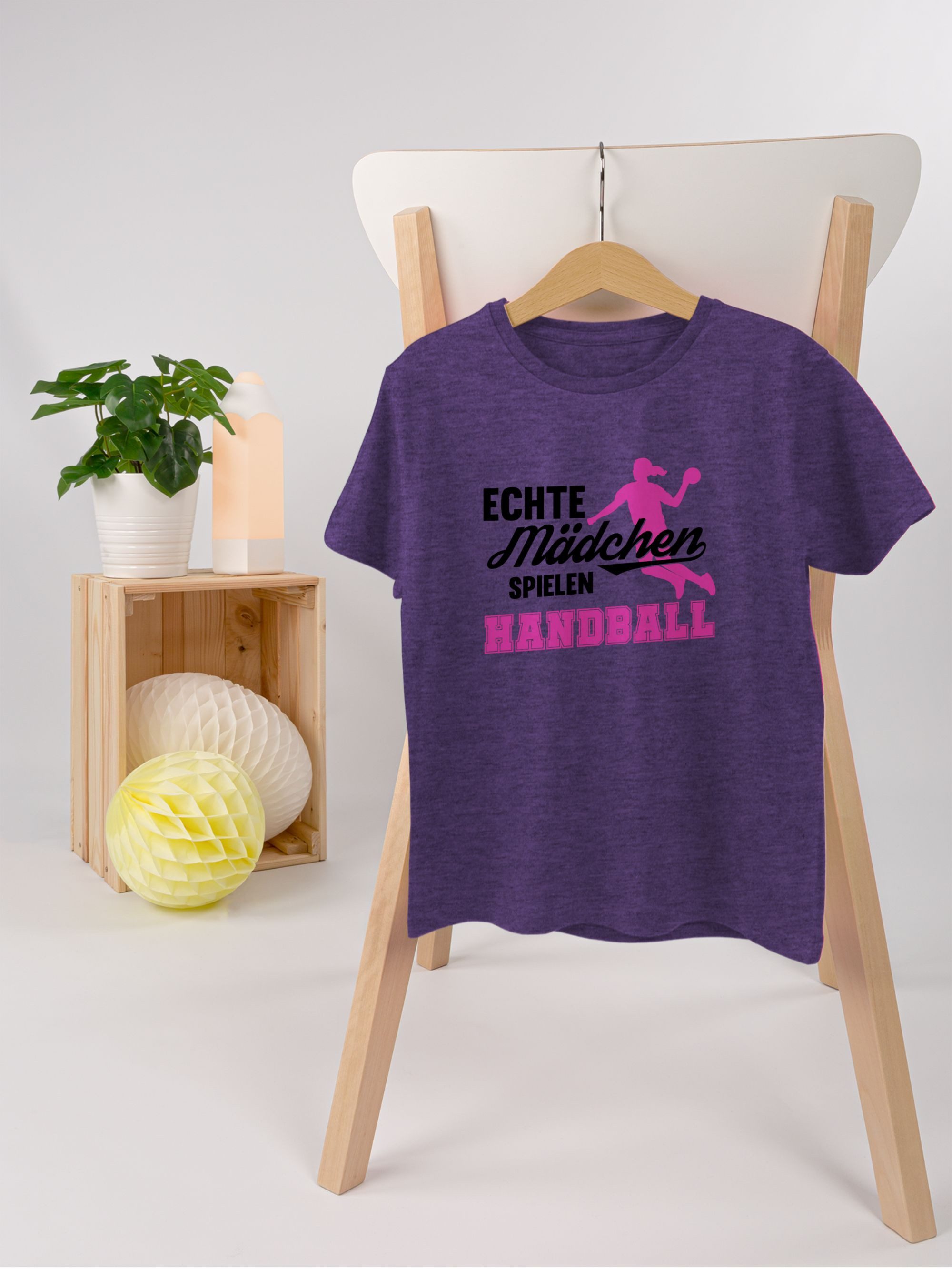 Shirtracer T-Shirt Echte Mädchen spielen Handball - Sprungwurf (1-tlg) Kinder Sport Kleidung – Bild 4 von 5
