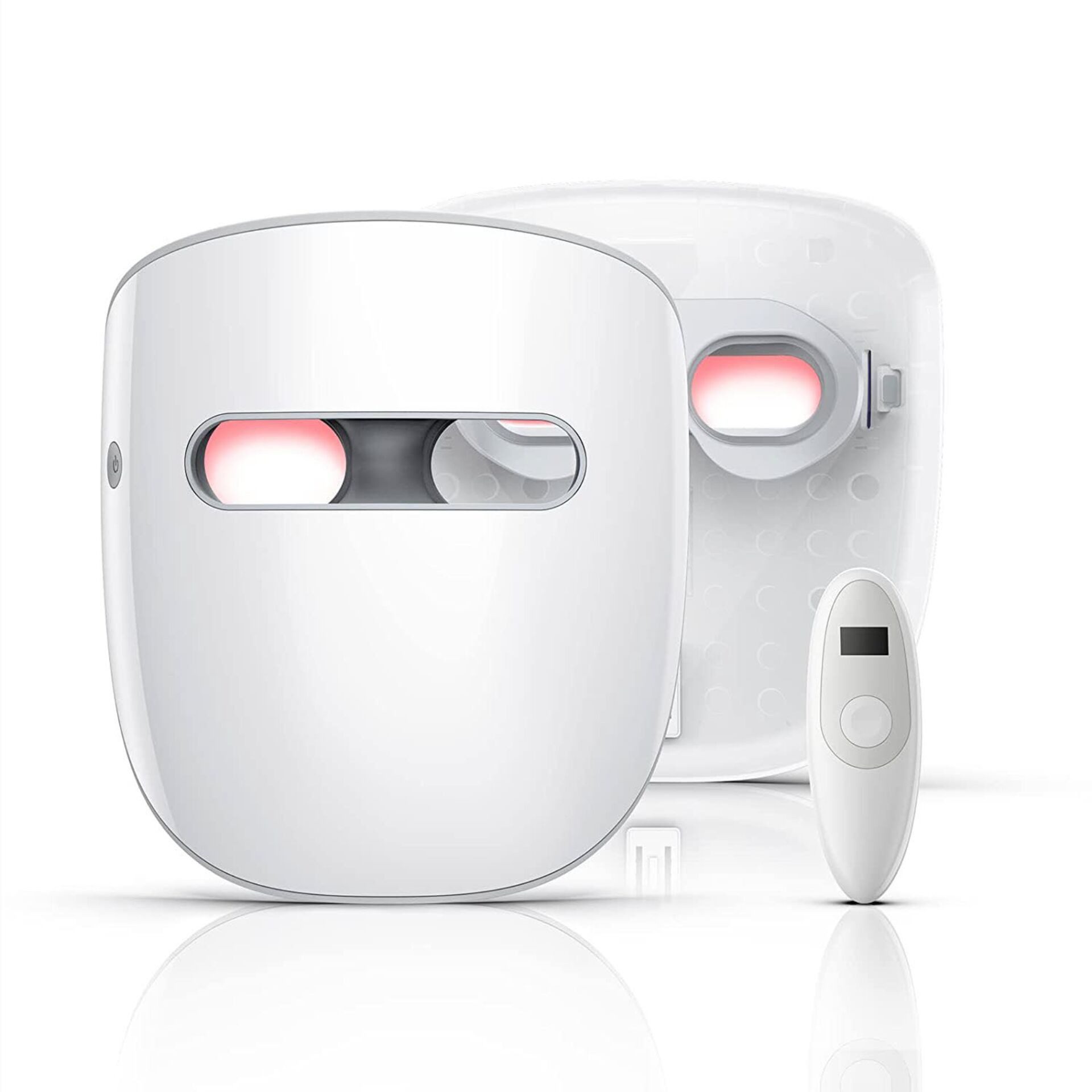 TensCare Gesichtsmassagegerät Glowmask Gesichtsmakse mit LED, 5-tlg., LED Maske inkl. Fernbedienung, USB-Ladekabel und Reisetasche, Drei Lichtarten für gezielte Hautpflege