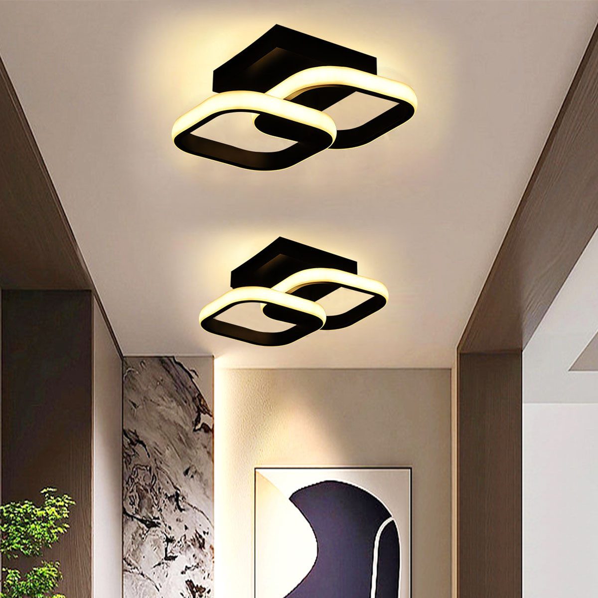 LETGOSPT LED Deckenleuchte 12W/16W Schwarz LED günstig online kaufen