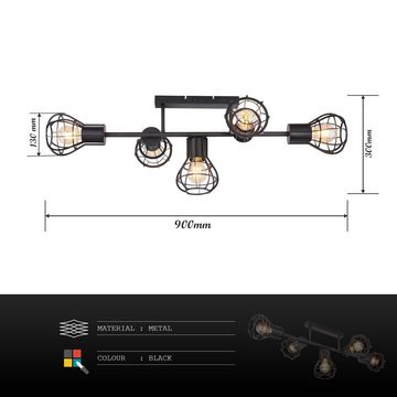 Globo Deckenleuchte Deckenleuchte E27 Wohnzimmer Deckenlampe Deckenstrahler 5 Flammig, flammig, modern, schwarz, ohne Leuchtmittel, Lichtfarbe ist abhängig vom Leuchtmittel, Schlafzimmer, Esszimmer, Küche, Flur, Strahler, Deckenspots, Spots