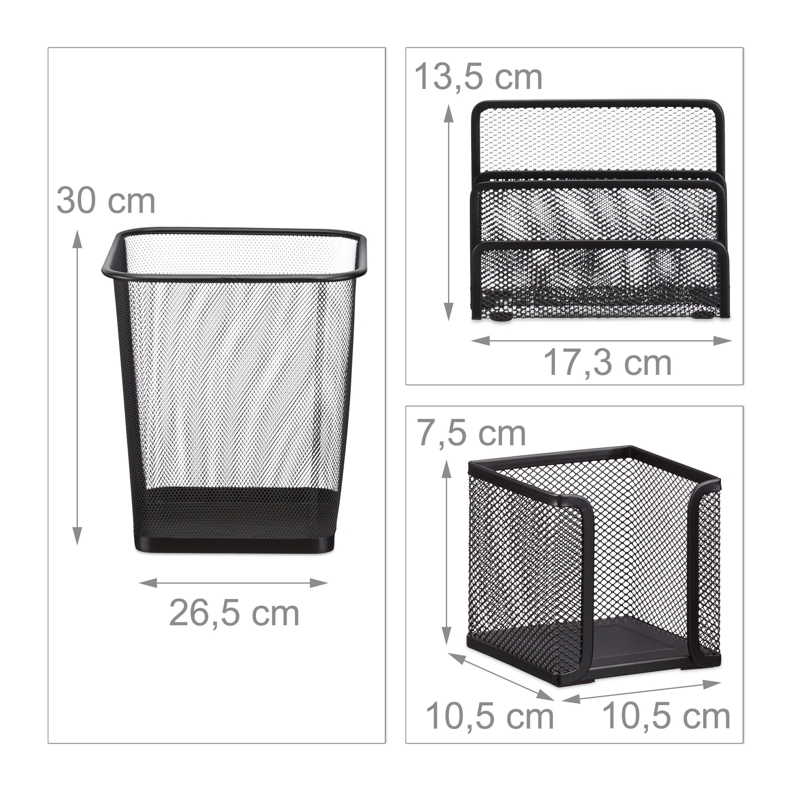 relaxdays Schreibtischaufsatz Schreibtisch Organizer Set, 6-teilig, (6-St), schwarz – Bild 4 von 5
