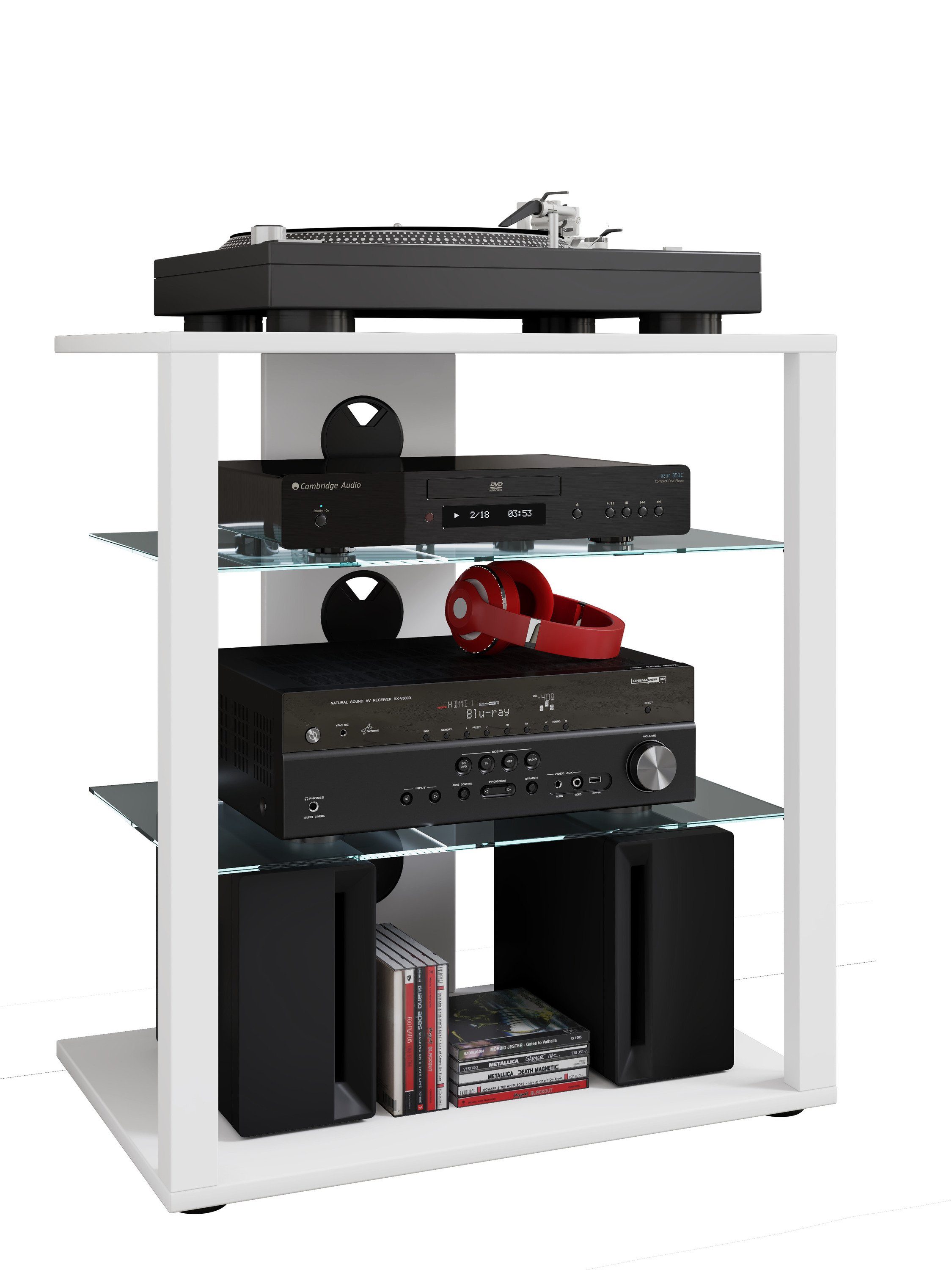 VCM TV-Rack Hifi Möbel Rack Alu Glas Phono Mediaregal Folas günstig online kaufen