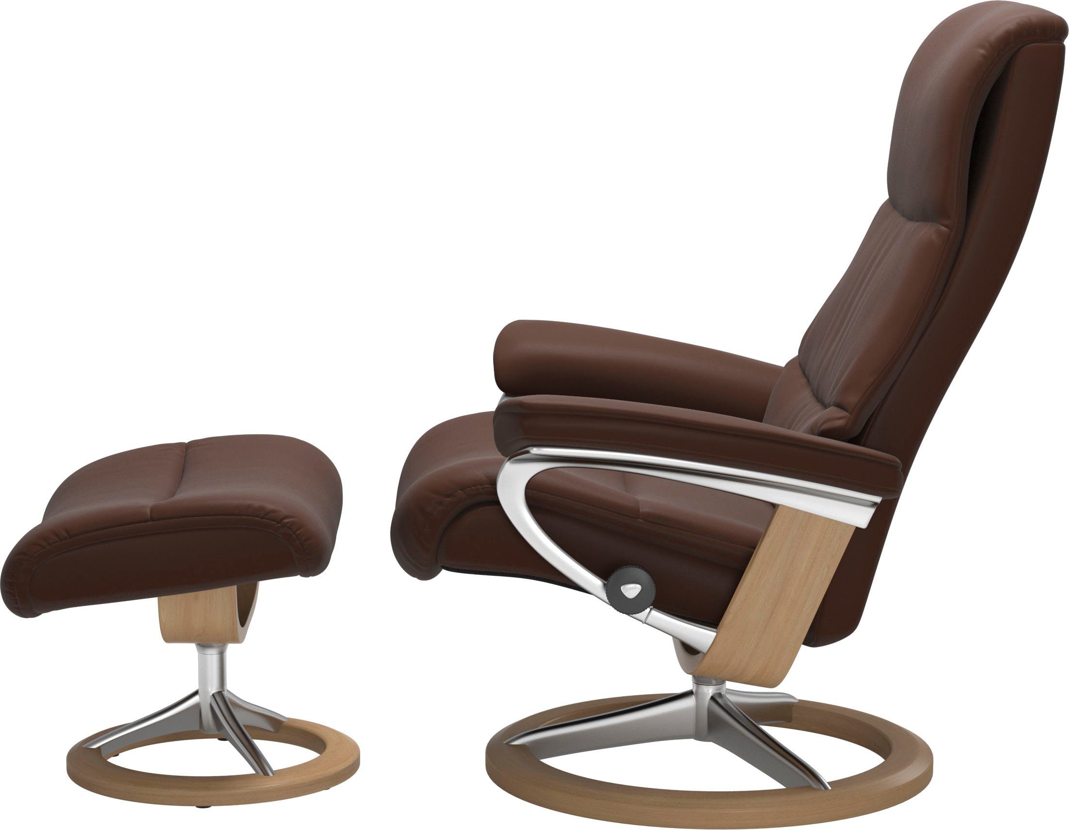 (Set, L,Gestell View Größe Stressless® mit Hocker), Eiche Relaxsessel mit Base, Signature Relaxsessel