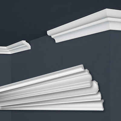 marbet design Stuckleiste E-6, Innen- & Außenecke (1 Stück), XPS Styropor weiß - Deckenleisten Deckenabschlussleisten E-Leisten - (Innen- & Außenecke E-6)