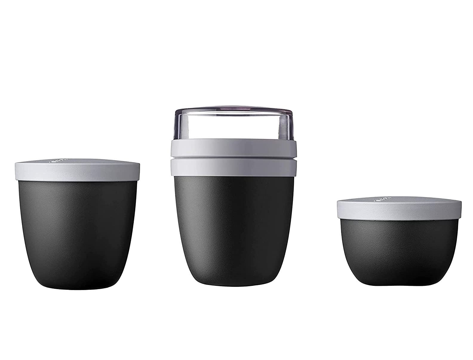 Mepal Lunchbox 3-TLG Lunchpot Set Ellipse Schwarz, Essensbehälter, Reisebecher, Kunststoff, Limited Edition, ideal für unterwegs