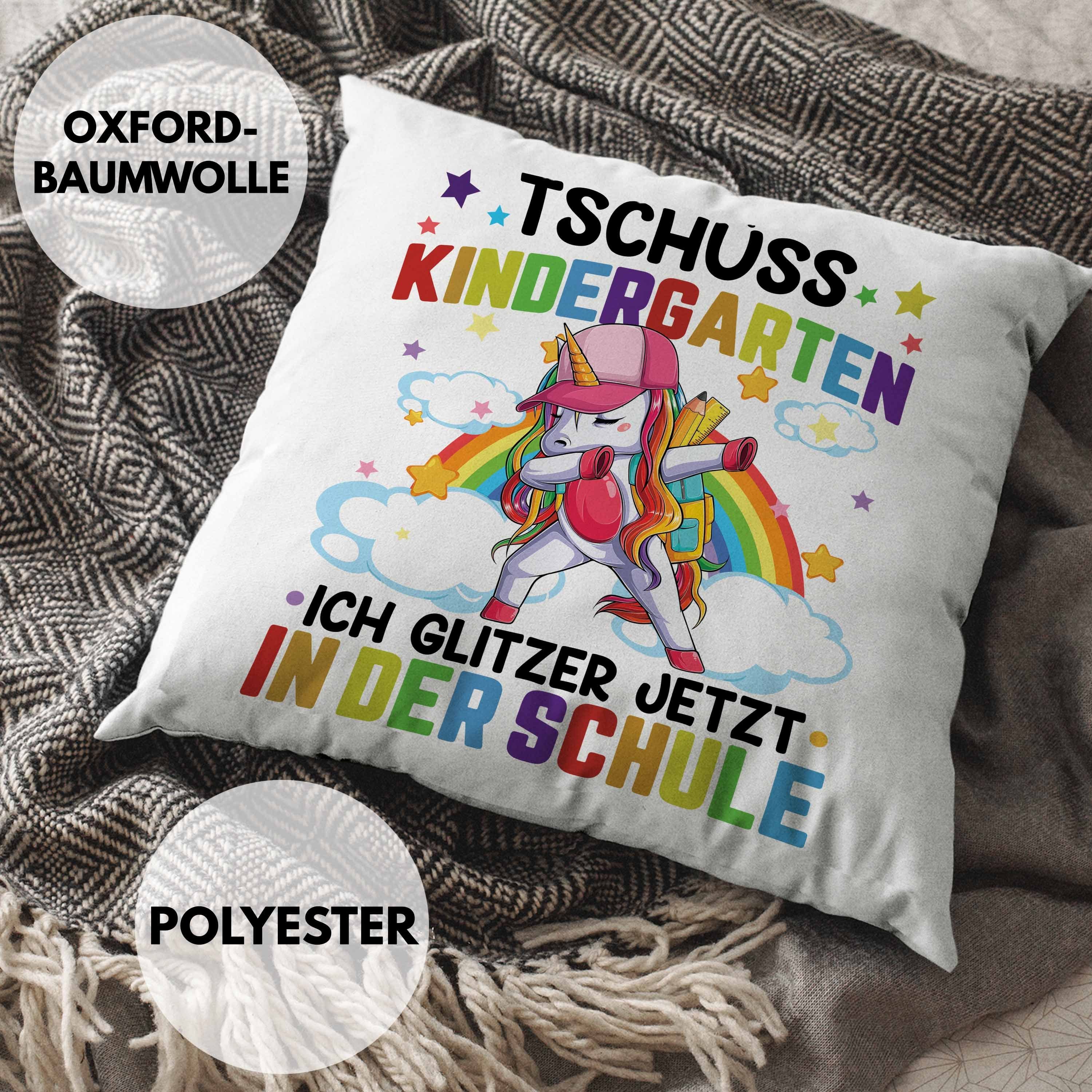 Dekokissen Erster zur Grundschule In Füllung Der - Grau Einschulung 40x40 Glitzer Schultag Geschenk Tschüss Kissen Dekokissen Trendation Ich mit Kinderkarten Trendation