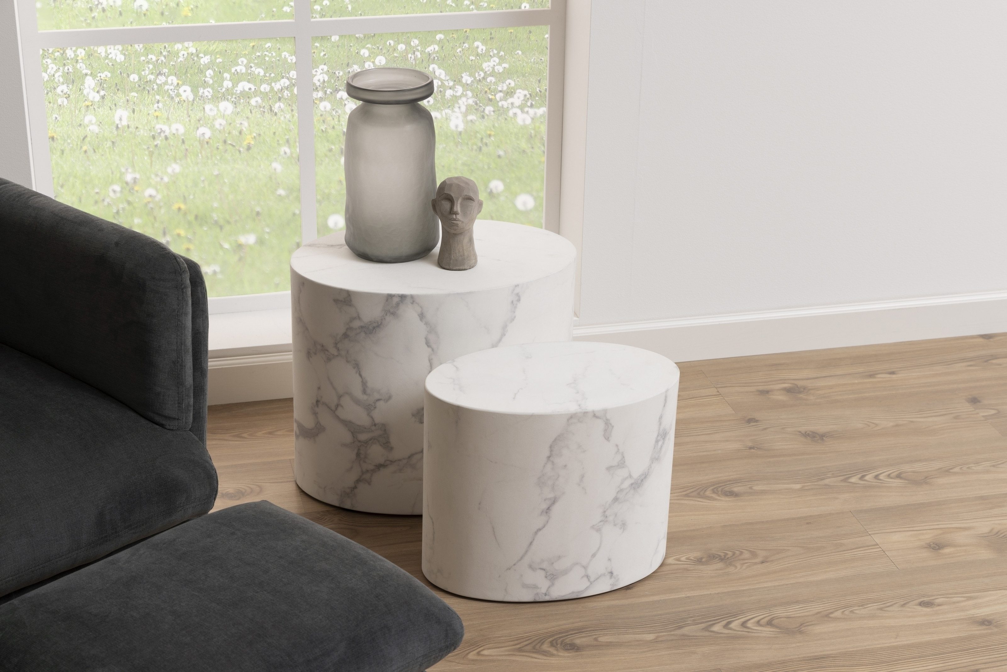 ACTONA GROUP Satztisch (2-teilig) in weiss, MDF - 33x40x48cm (BxHxT) (2-teilig, Einzelmaße: 48x33x40 cm, 40x24,5x33 cm)