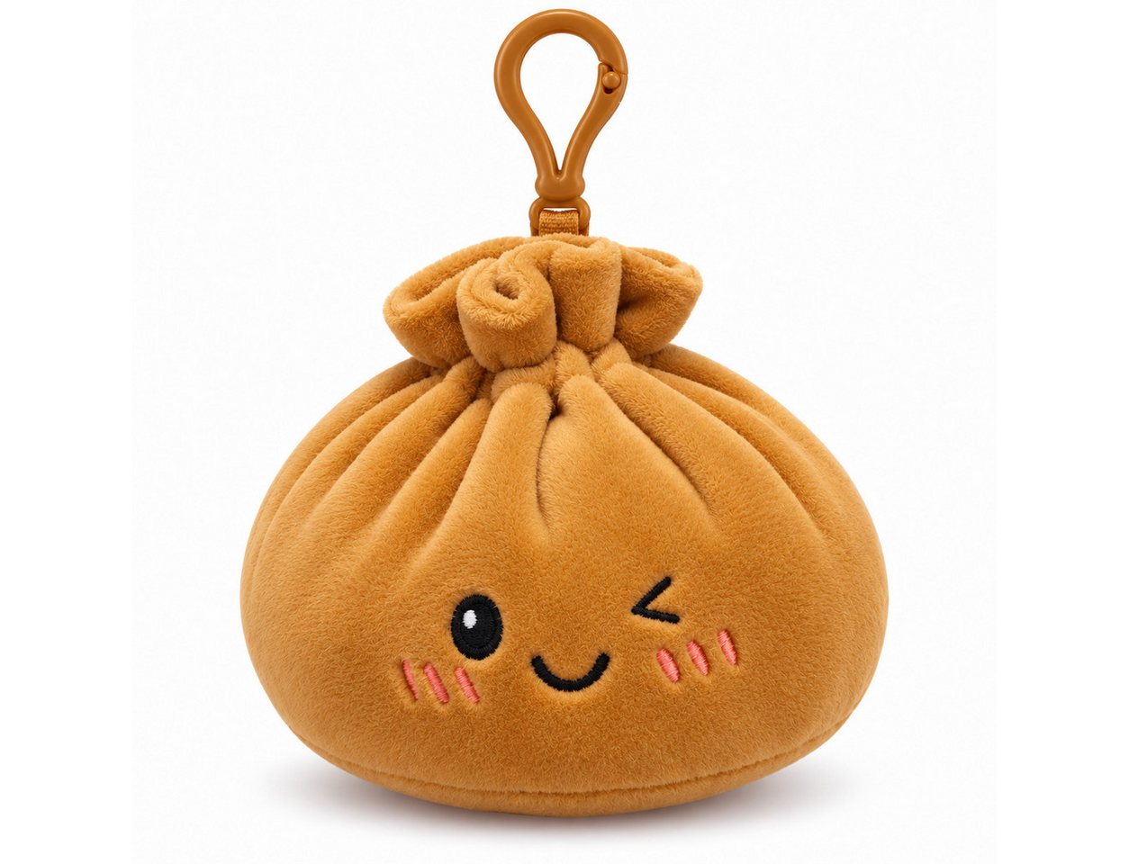 Bert Struis Gepäckanhänger Kawaii Dumpling Bagclip Taschenanhänger Schlüsselanhänger 12cm braun (Set, 1-St., Geschenk-Set) Plüschanhänger mit niedlichem Kawaii-Gesicht Fluffige Polyesterfüllung