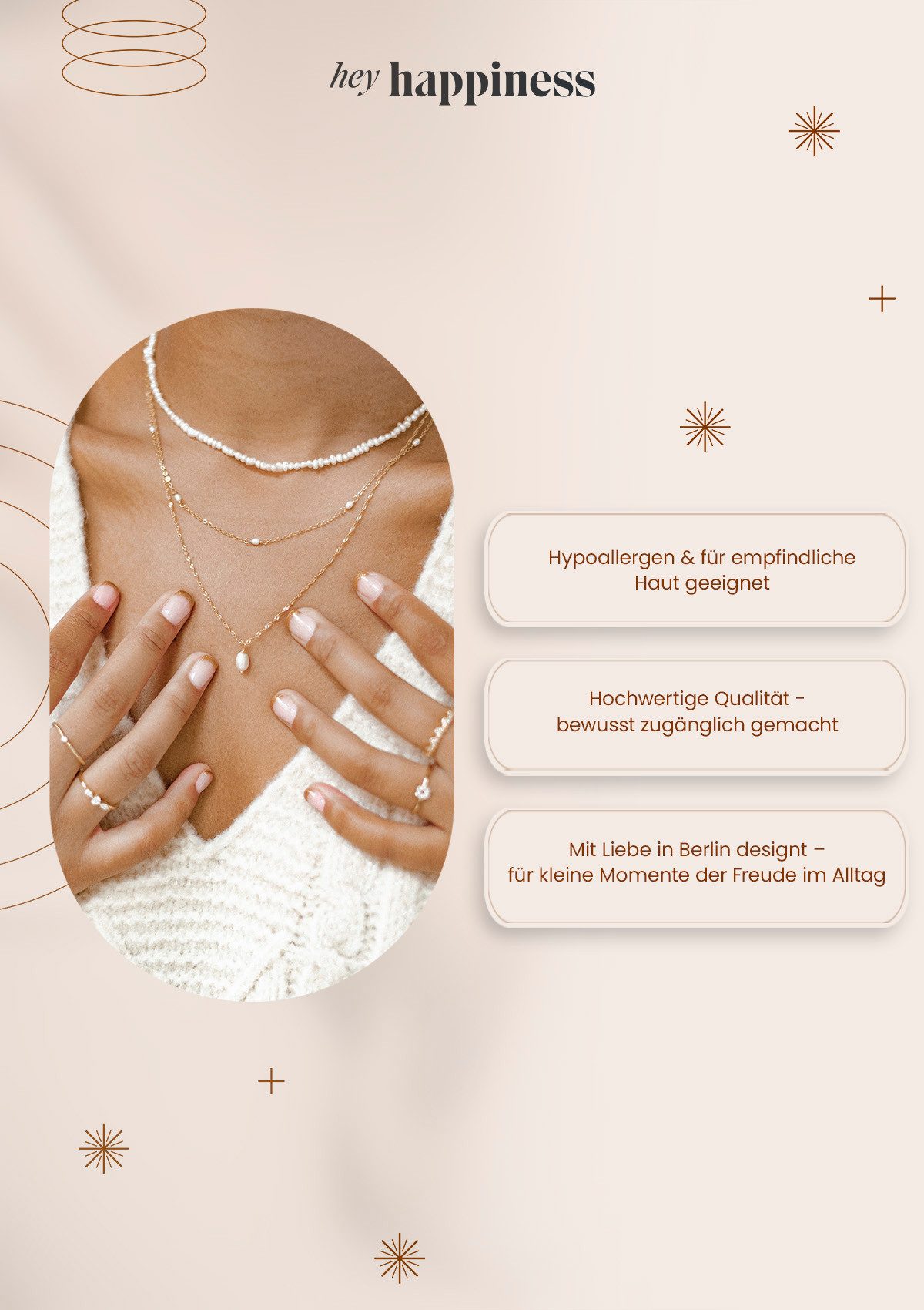 Hey Happiness Perlenkette Choker Damen, echte Süßwasserperlen, Herz & Knebelverschluss aus 925 Silber – Bild 5 von 5