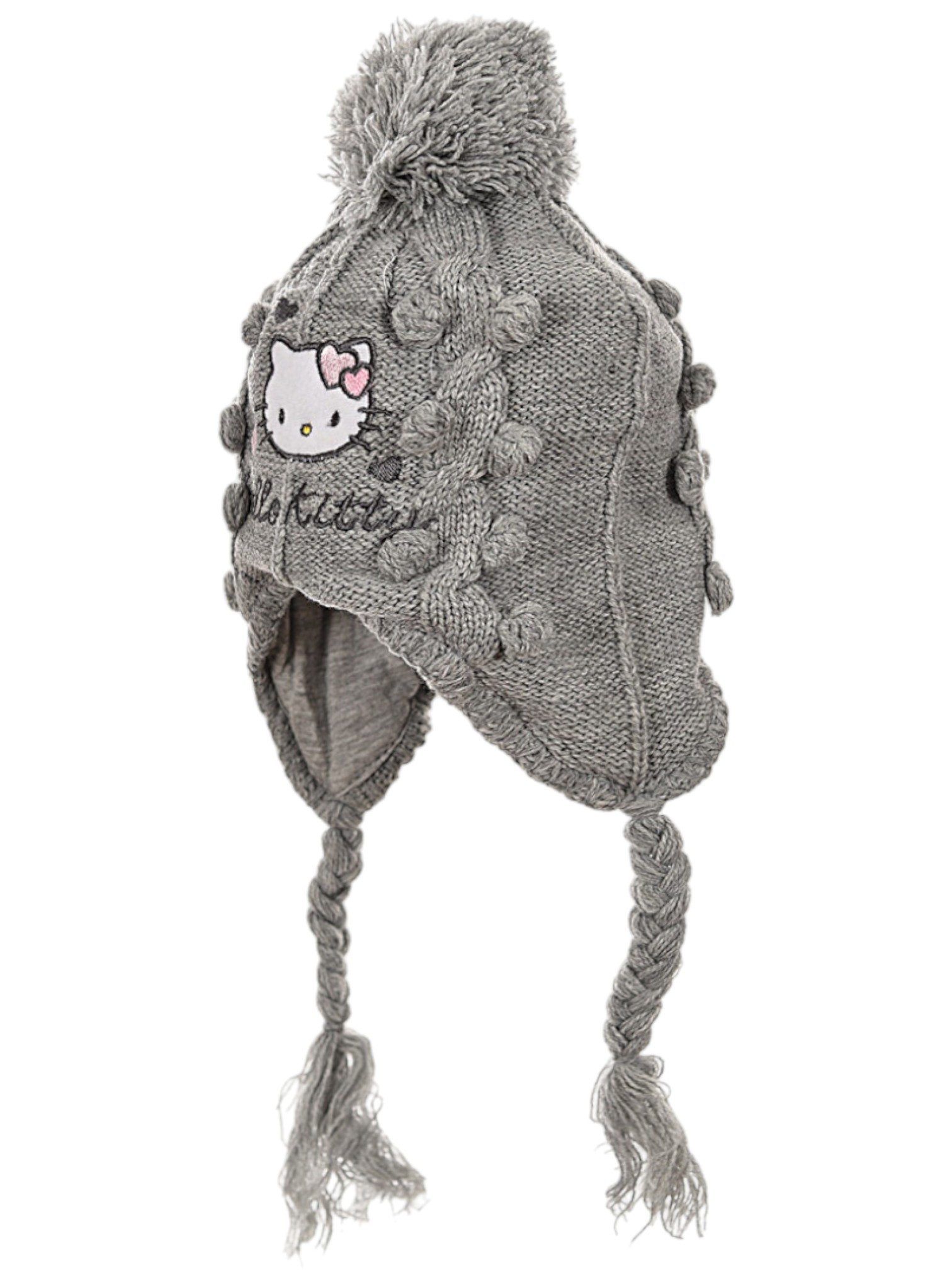 Hello Kitty Strickmütze Babymütze 6-12 Monate mit Jersey Futter