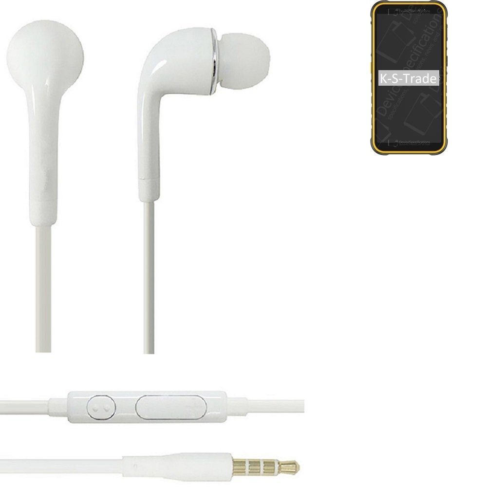 K-S-Trade für Ulefone Armor X8i In-Ear-Kopfhörer (Kopfhörer Headset mit Mikrofon u Lautstärkeregler weiß 3,5mm)