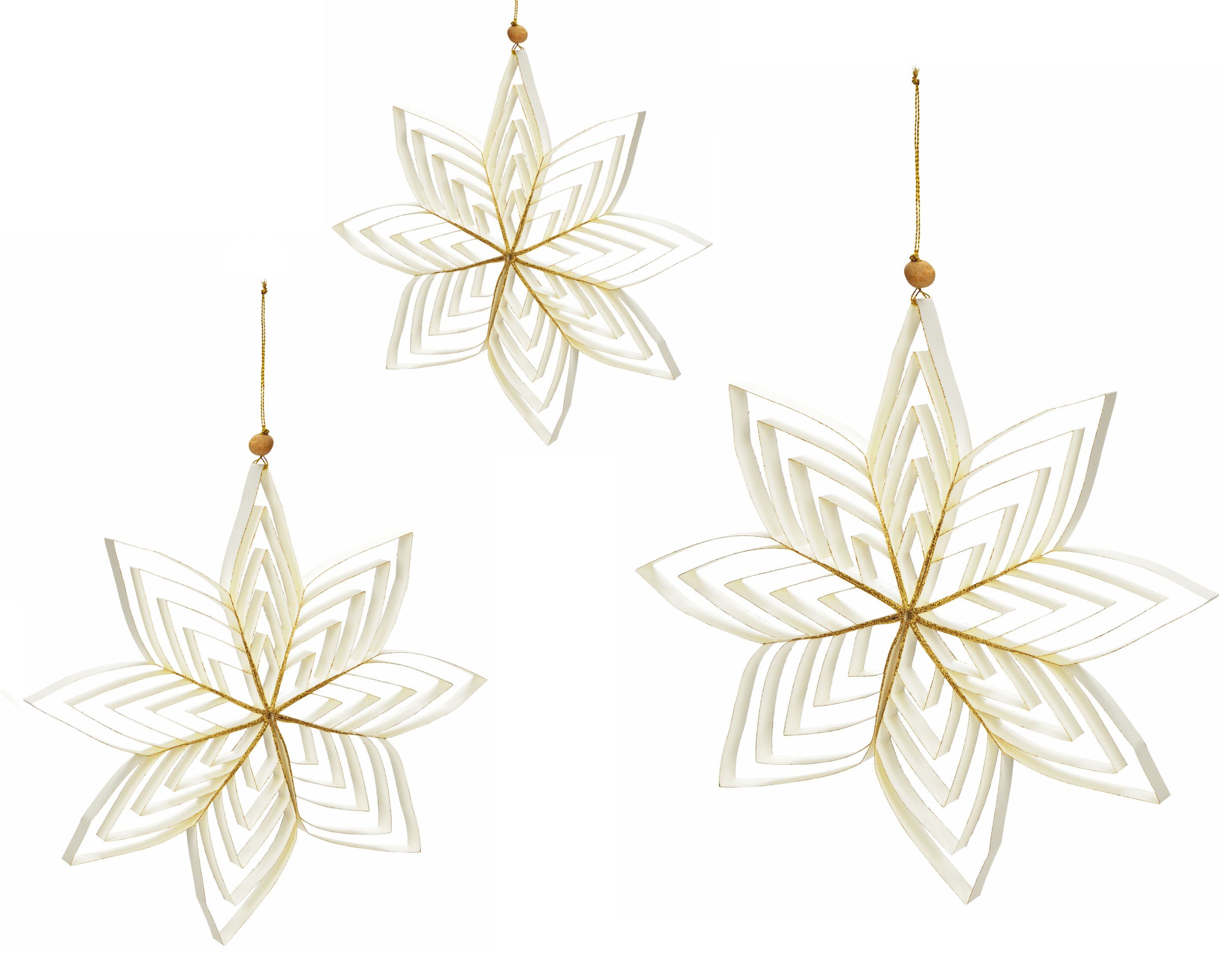 Spetebo Dekostern Weihnachtsstern 3D aus Papier weiß - 3er Set, 3 St., Adve günstig online kaufen