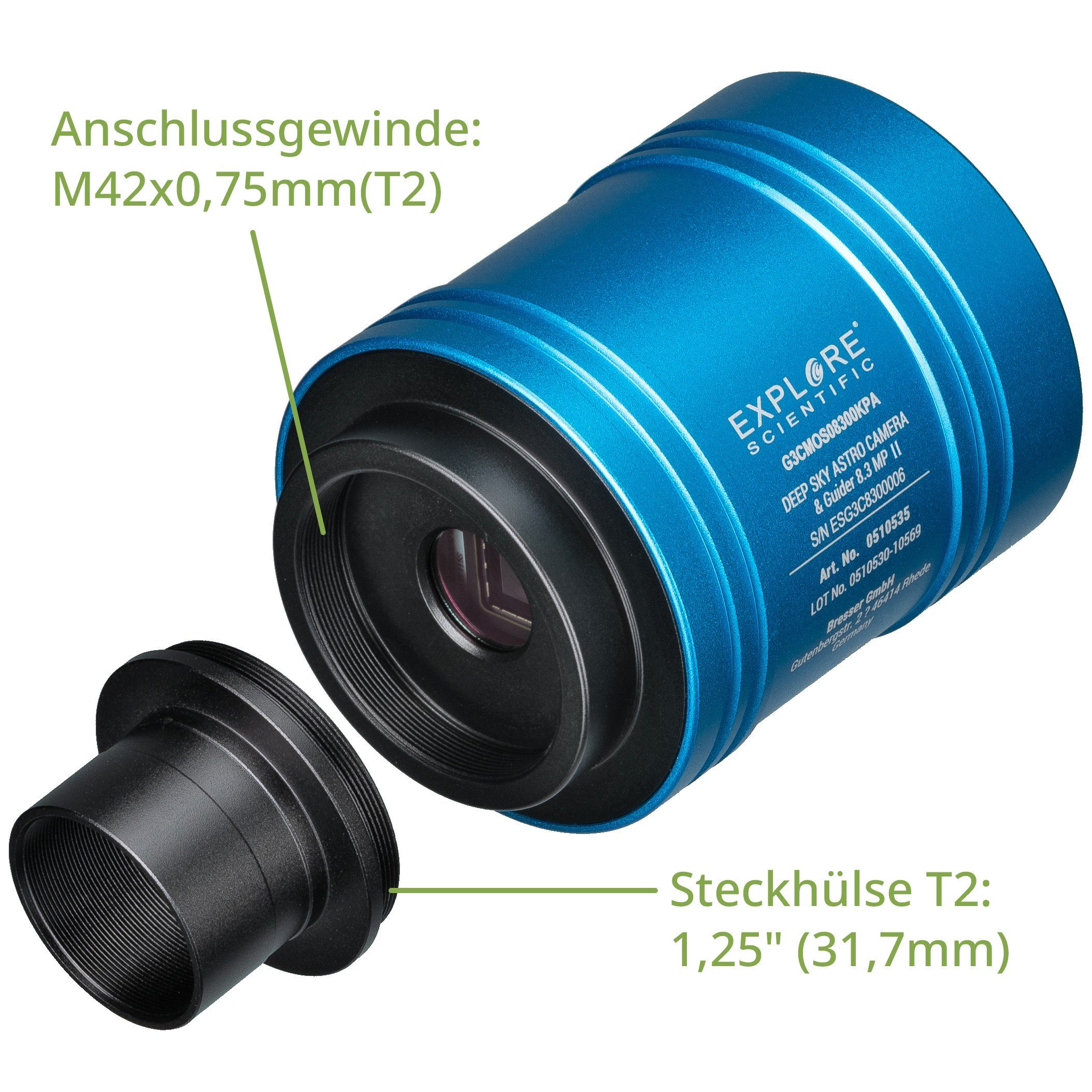EXPLORE SCIENTIFIC Teleskop EXPLORE SCIENTIFIC 4K DEEP SKY ASTRO-Kamera & Guider 8,3 MP II