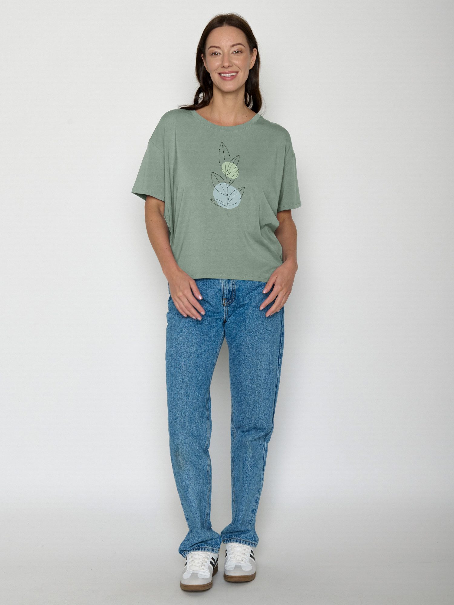 GreenBomb T-Shirt Feel Bloom Classic (1-tlg., 1) lockerer Schnitt, leichter Fall, vorne kürzer als hinten