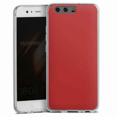 DeinDesign Handyhülle »Rot einfarbig Farbe Karminrot«, Huawei P10 Silikon Hülle Bumper Case Handy Schutzhülle