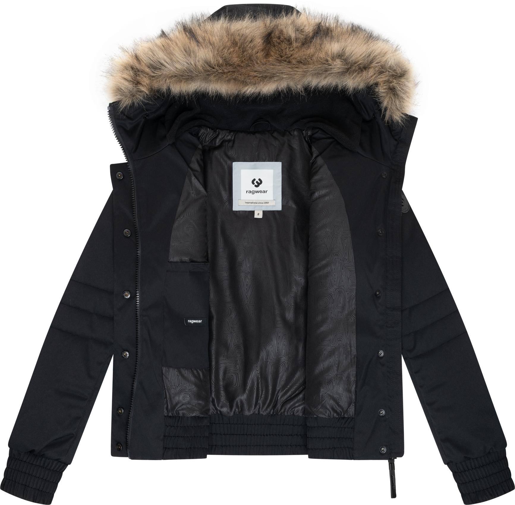 Ragwear Winterjacke Deluxia YOUMODO modische Damen Bomberjacke mit Kunstfell
