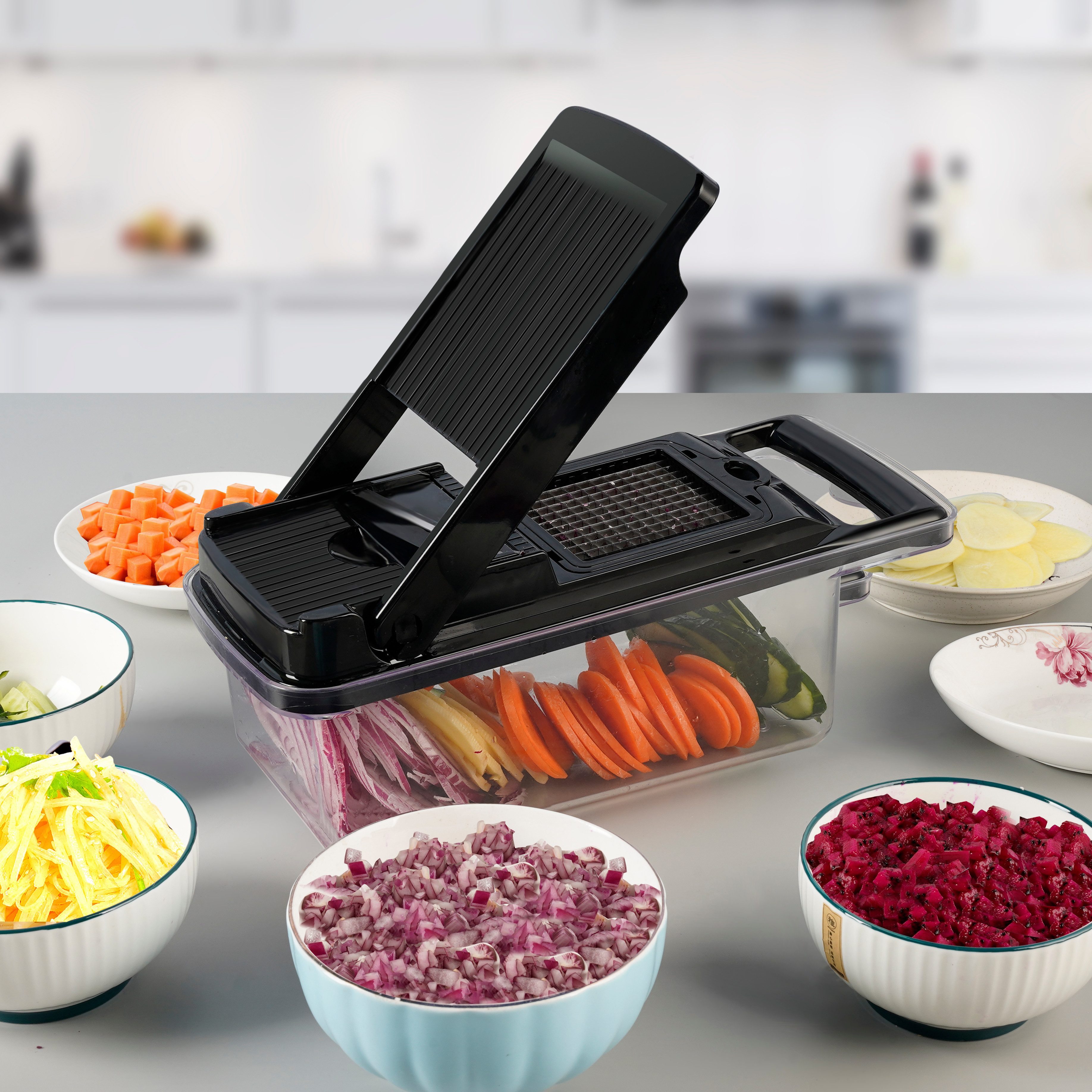 Forrlite Gemüseschneider Gemüseschneider Mandoline Gemüsehobel-Gemüse Schneider Gurkenhobel, Zwiebelschneider Kartoffelschneider Obstschneider-Reibe für Gemüse