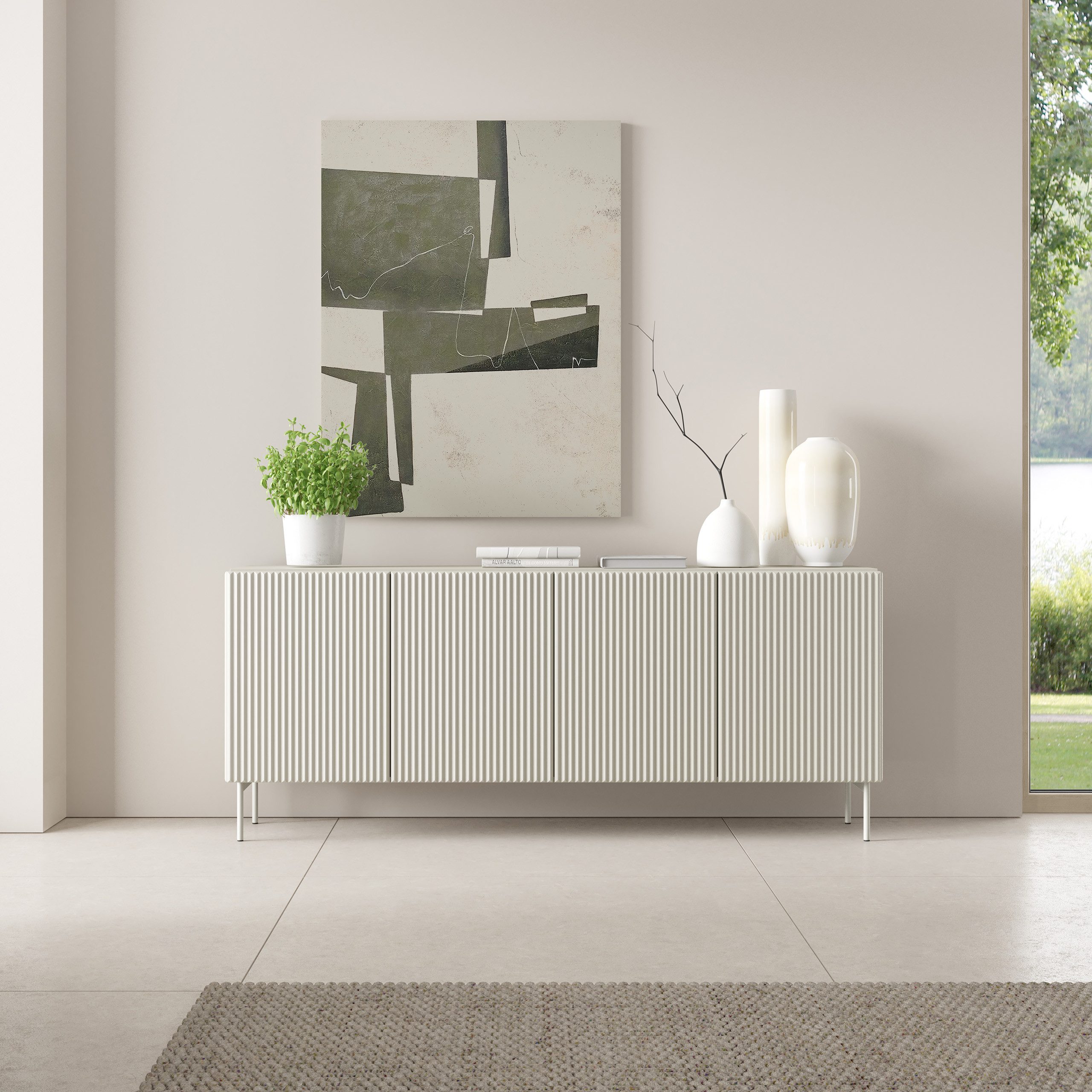 Masseno Kommode TRATTO 195,2 cm Sideboard mit 4 Türen Kaschmir