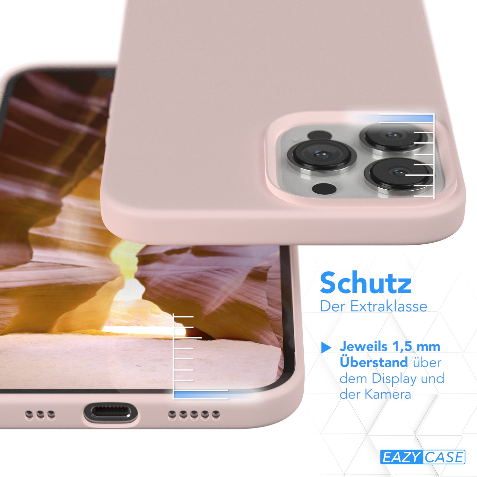 EAZY CASE Handyhülle Premium Silikon Case für Apple iPhone 13 Pro Max 6,7 Zoll, Silikon Schutzhülle mit Kameraschutz kratzfest Cover Rosa / Altrosa – Bild 3 von 5