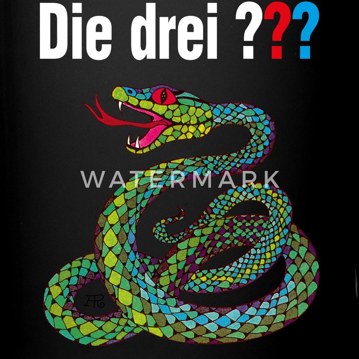 Spreadshirt Tasse Die Drei Fragezeichen und die singende Schlange Tasse Einfarbig, Keramik