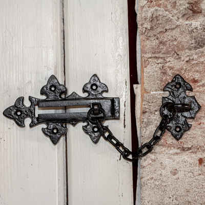 Antikas Türbeschlag Sicherheitskette Tür, Schwarz, pulverbeschichtet, Kette, Türsicherung