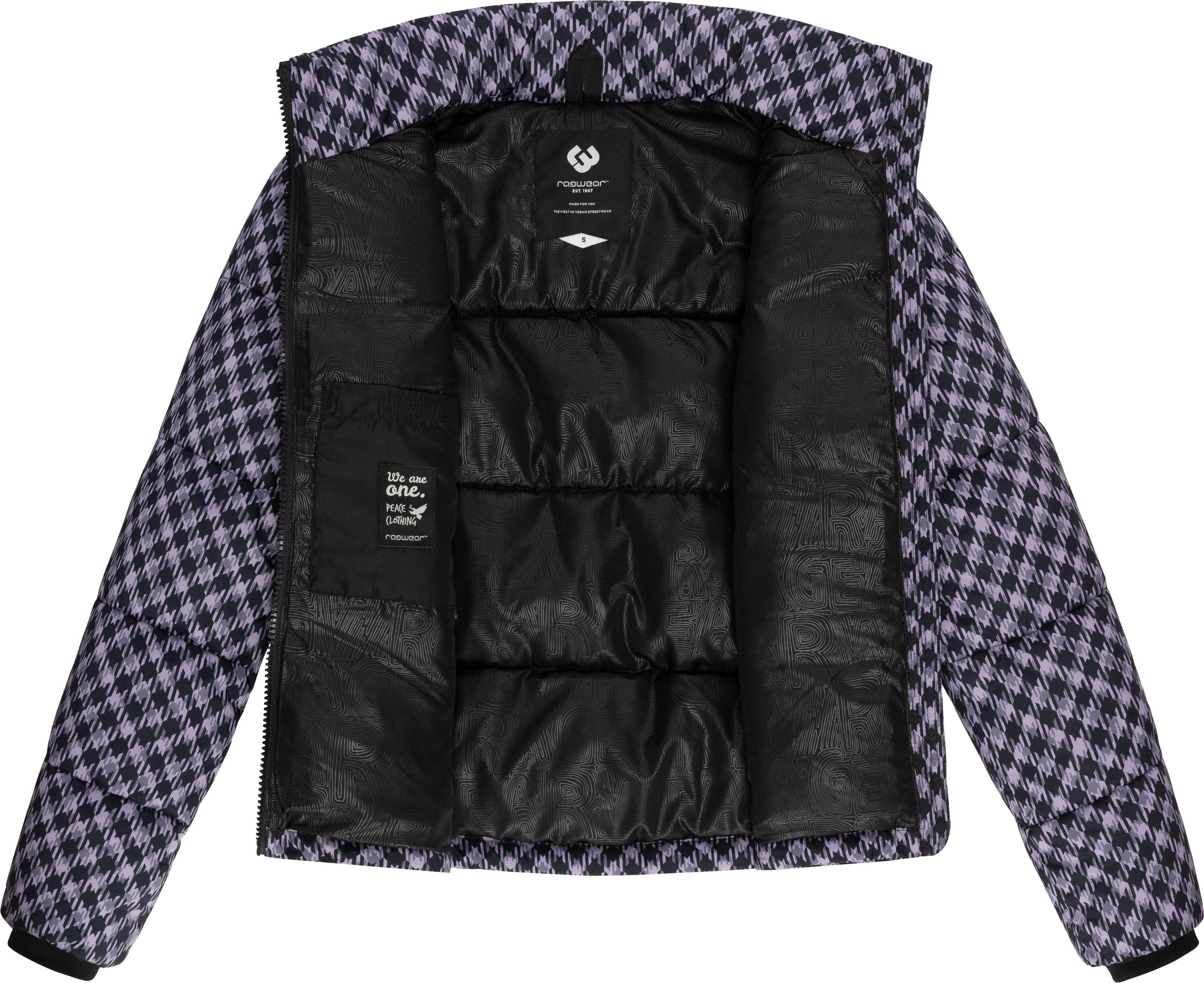 Ragwear Winterjacke Serah Print wasserdichte Winter Steppjacke mit Hahnentritt Muster