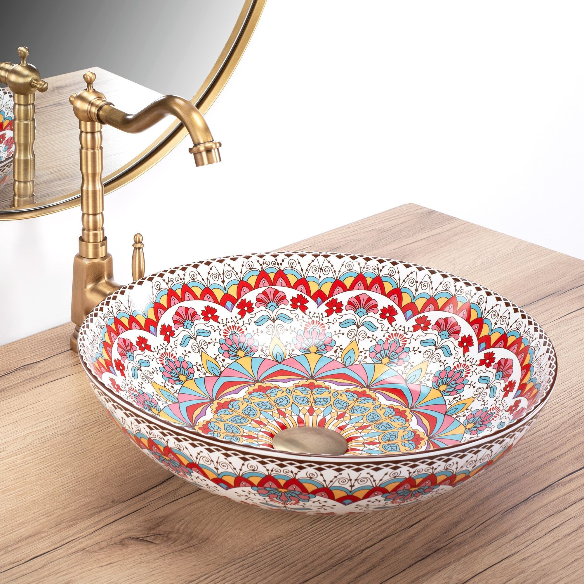 GTM Design Aufsatzwaschbecken Glanz - Modern Waschbecken ohne Hahnloch - El günstig online kaufen