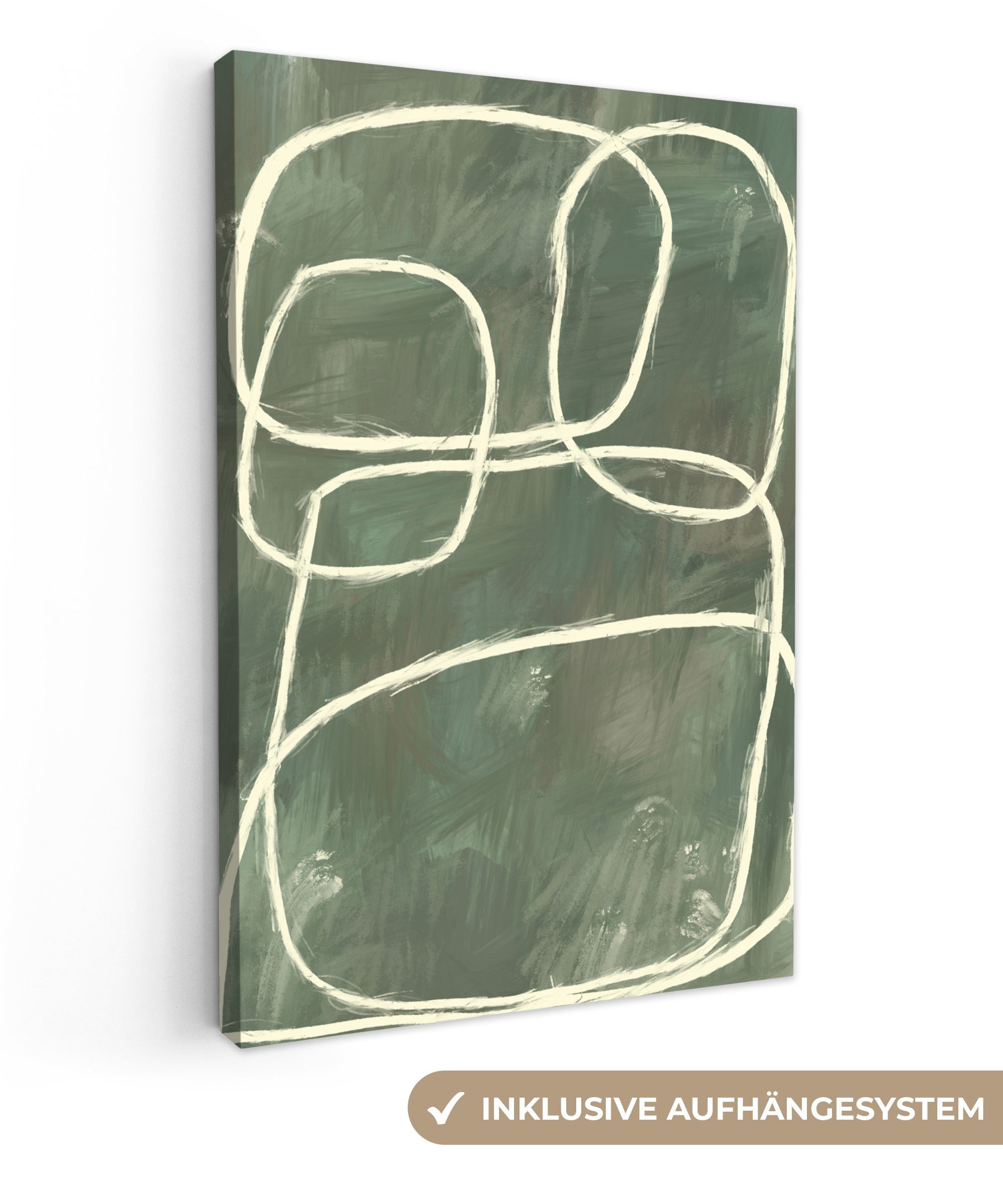OneMillionCanvasses® Leinwandbild Abstrakt - Grün - Kunst - Modern, (1 St), Leinwand Wandbild, Wanddekoration 20x30 cm