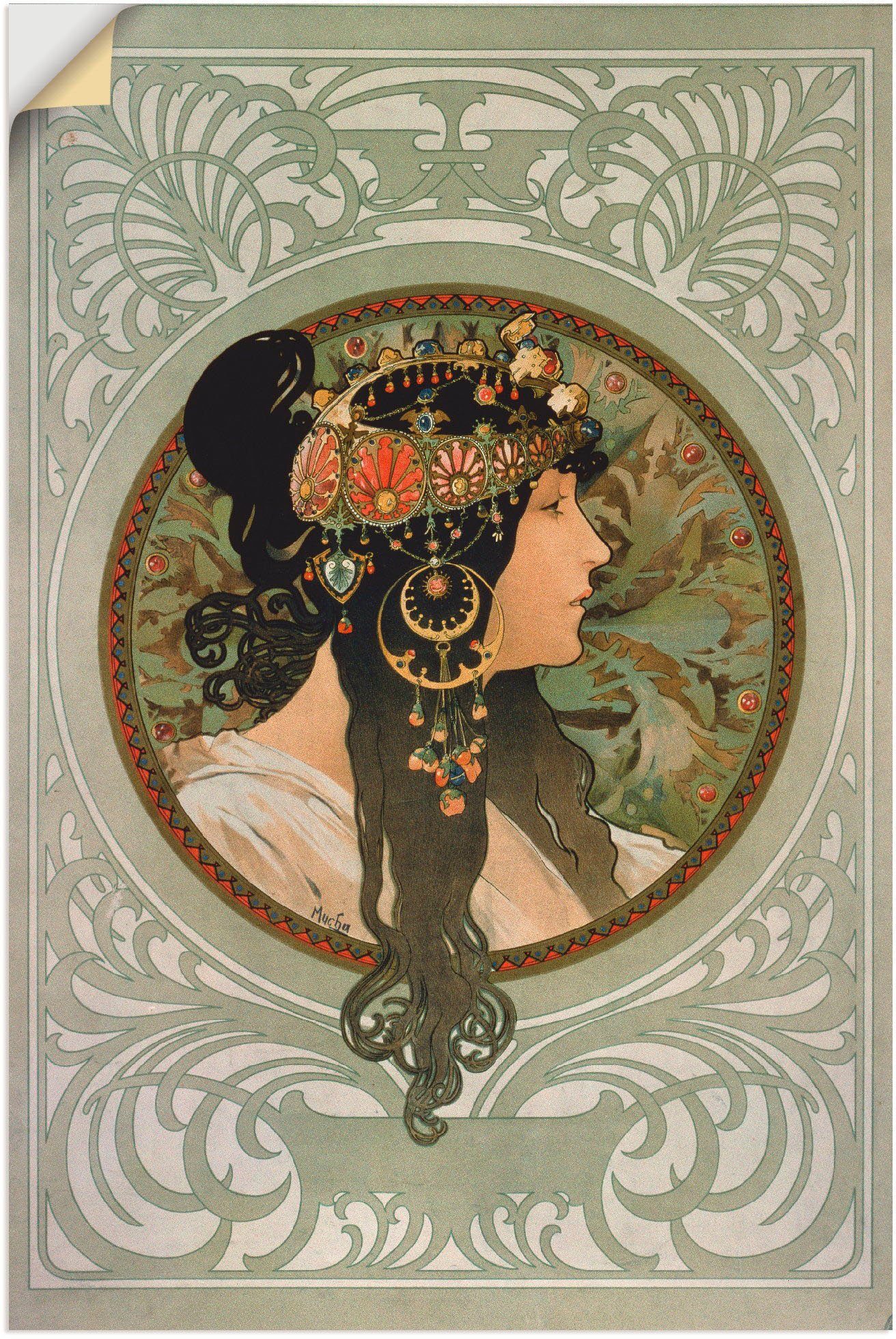 Artland Wandbild Die Poster oder als Größen Frau (1 Wandaufkleber 1897., in versch. Alubild, St), Brünette. Leinwandbild