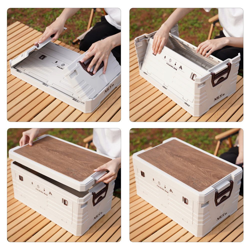 NILS CAMP Faltbox Klappbox Aufbewahrungskiste Campingtisch (Spar-Set, 1 St., 48 x 30 x 24 cm faltbar), faltbar, Tischfunktion, stapelbar, 32 L, 50 kg Traglast