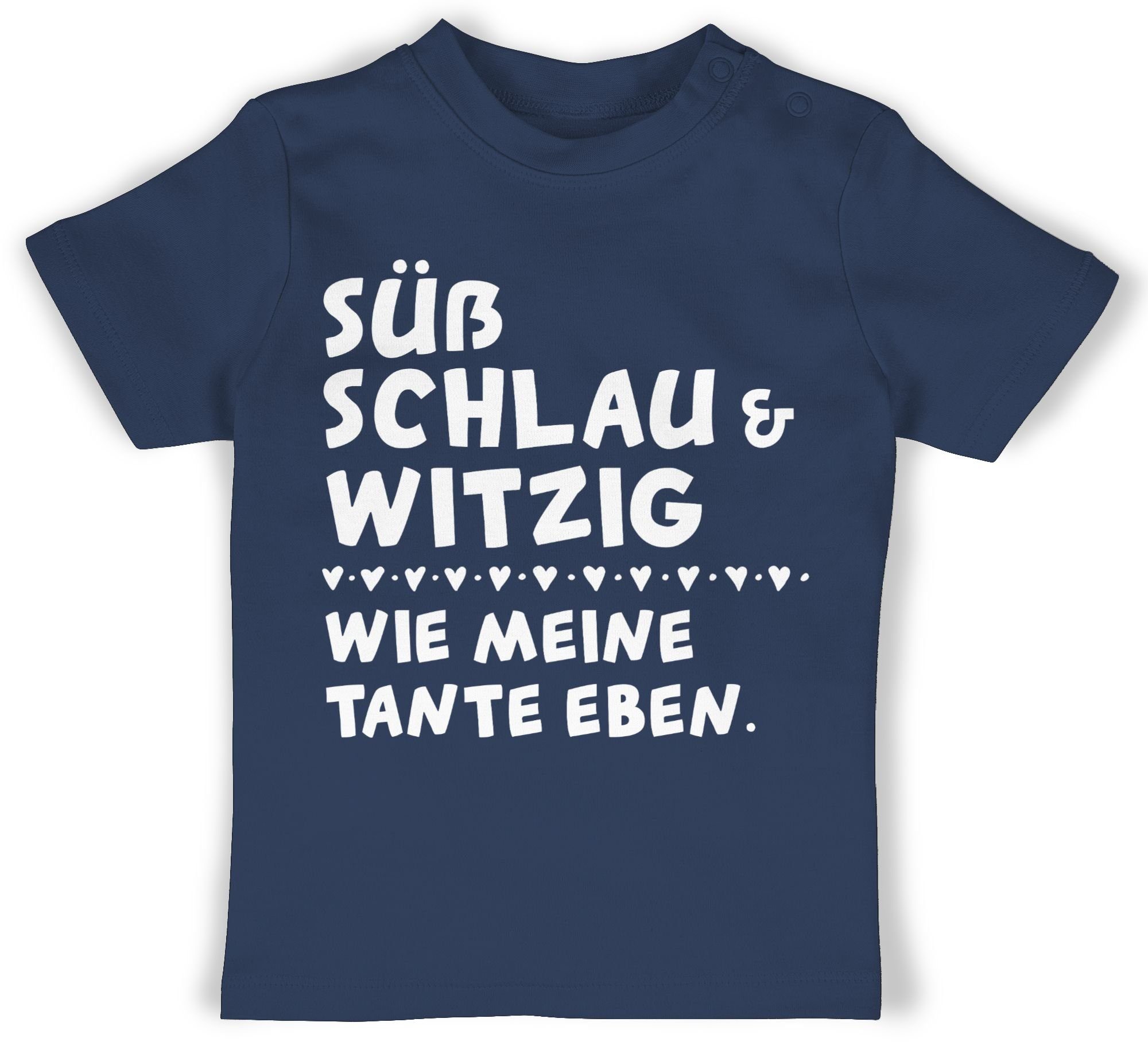 Shirtracer T-Shirt Süß schlau und witzig - wie meine Tante eben Sprüche Baby 1 Navy Blau | T-Shirts