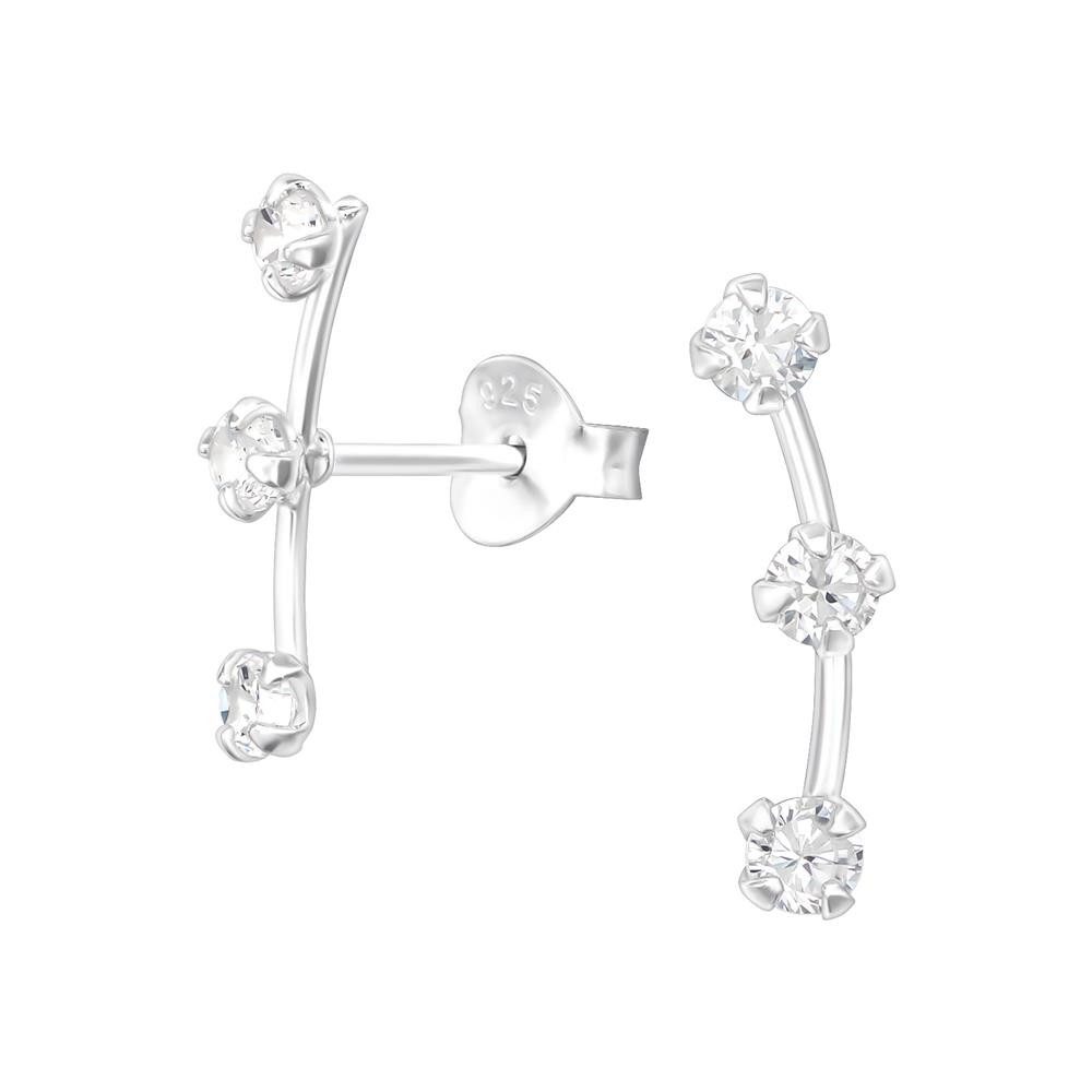 Ohrring-Set Ohrstecker Dreifachstecker mit Kristall aus .925 Silber Damen