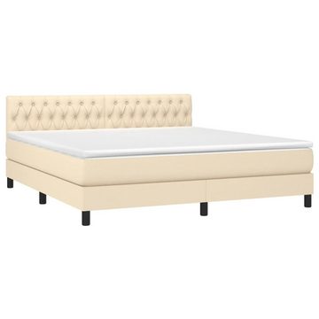 vidaXL Bettgestell Boxspringbett mit Matratze LED Creme 180x200 cm Stoff Bett Bettgestel