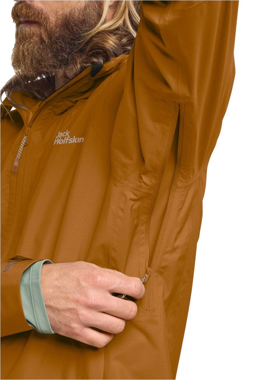Jack Wolfskin Regenjacke Prelight 2.5 Lagen LT (leicht, wasserdicht, atmungsaktiv) braun Herren